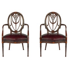 Vintage A pair mahogany Hepplewhite style arm chairs
