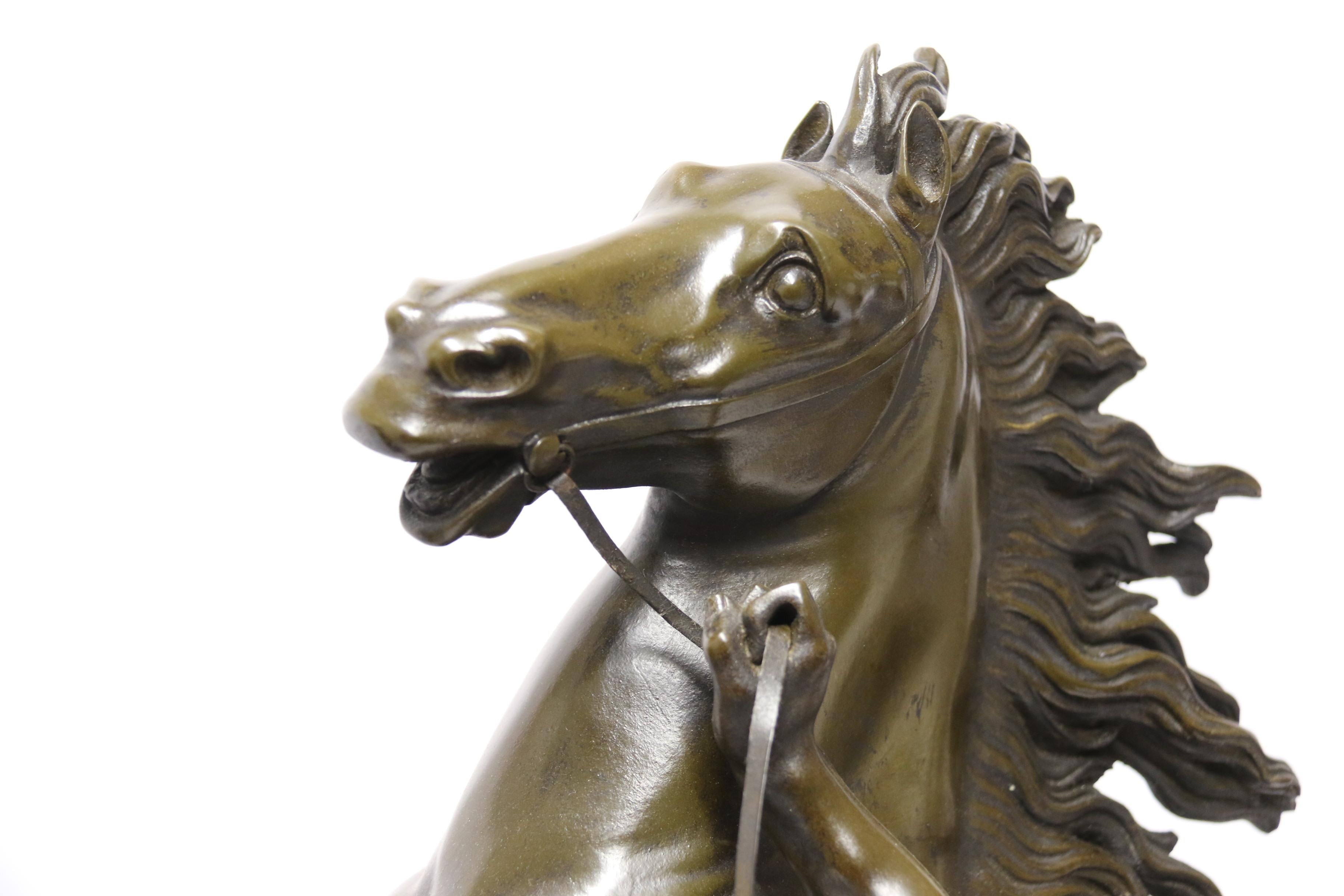 Late 19th Century Pair of Marly Horses, Cast Bronze, French, Large Scale, circa 1880