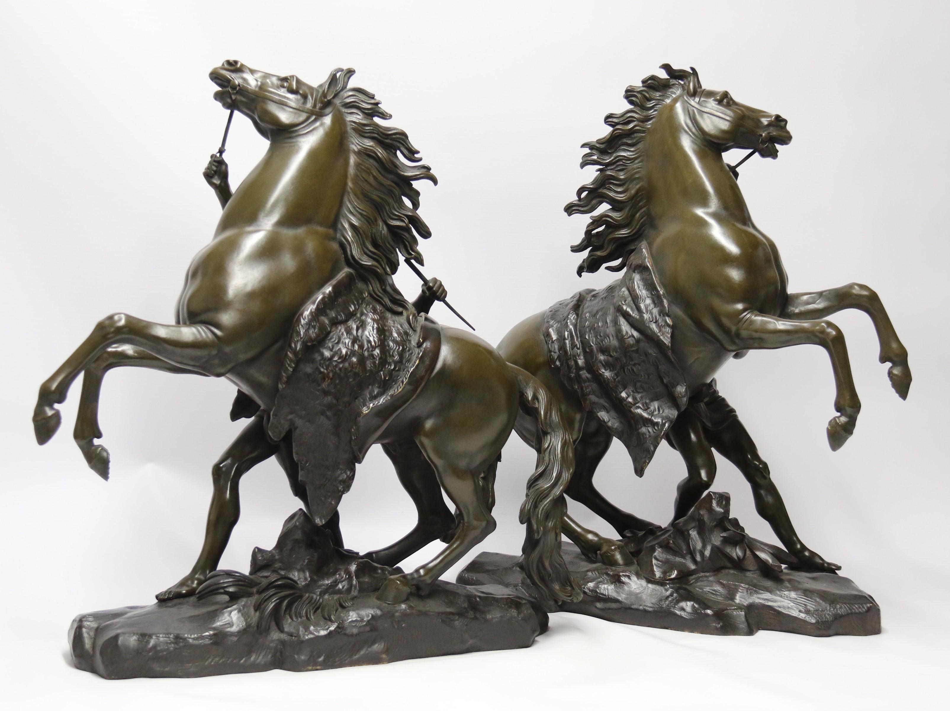 Pair of Marly Horses, Cast Bronze, French, Large Scale, circa 1880 2
