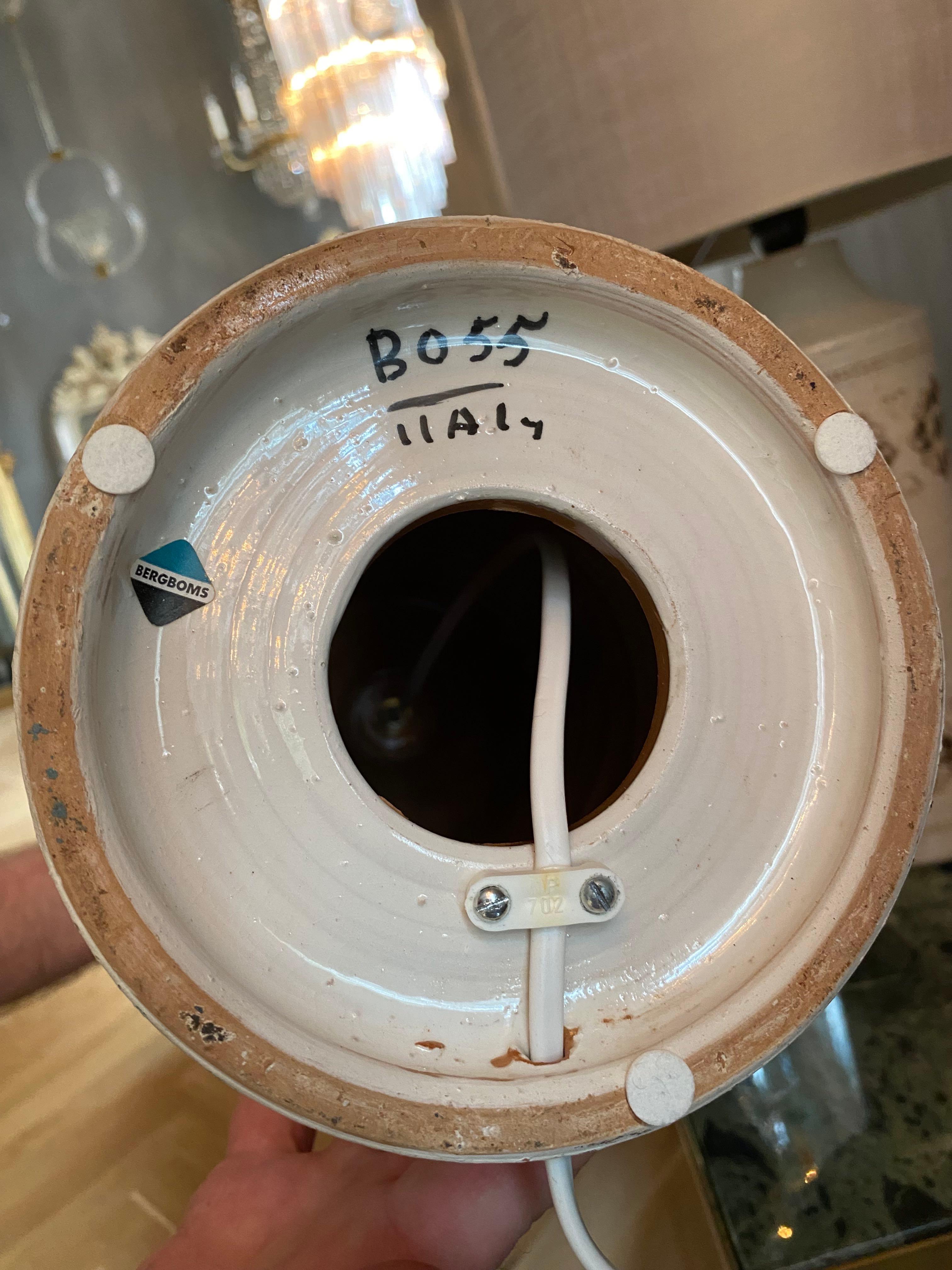 Ein Paar glasierte Keramik-Tischlampen aus der Mitte des Jahrhunderts von Bitossi für Bergboms im Angebot 3