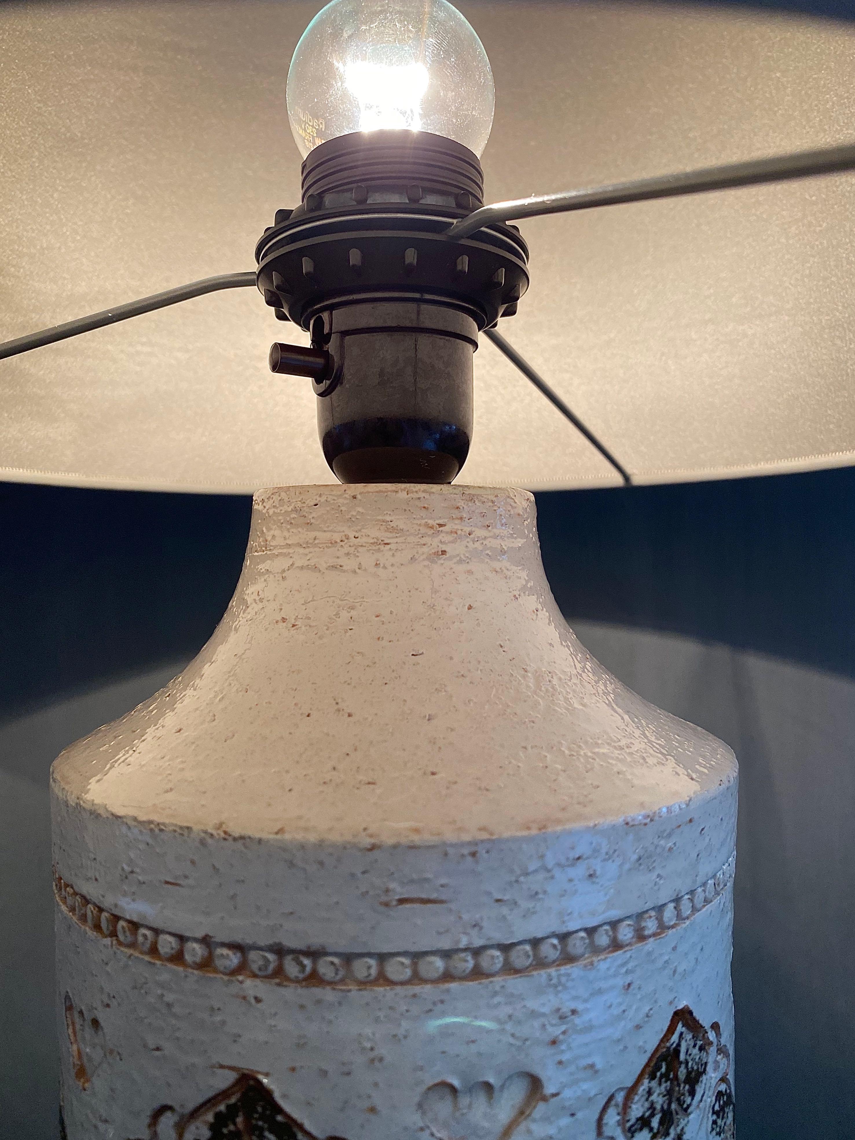 Ein Paar glasierte Keramik-Tischlampen aus der Mitte des Jahrhunderts von Bitossi für Bergboms (20. Jahrhundert) im Angebot