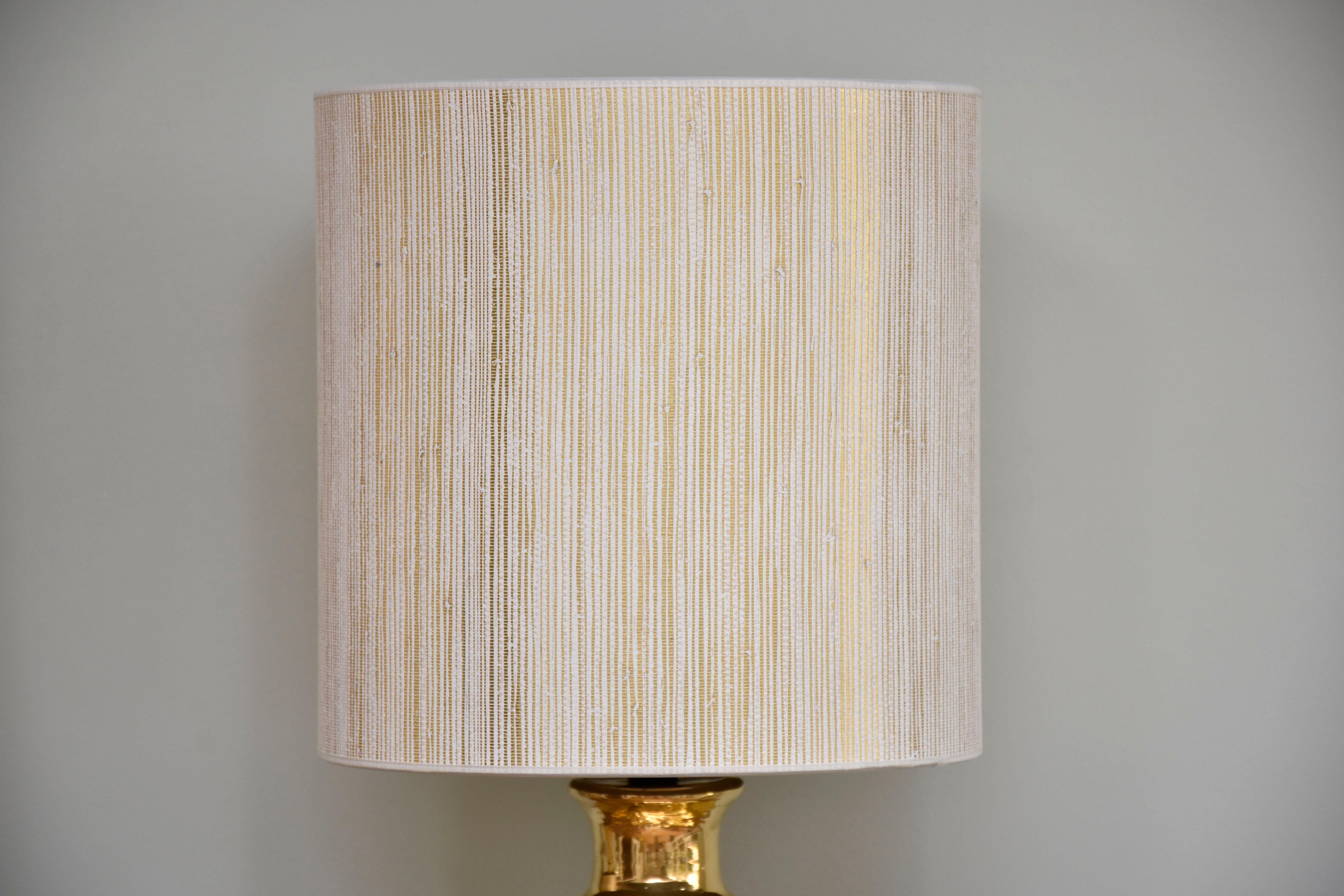 Glazed A pair mid-century ceramic gold glazed table lamps by Bitossi for Bergboms For Sale