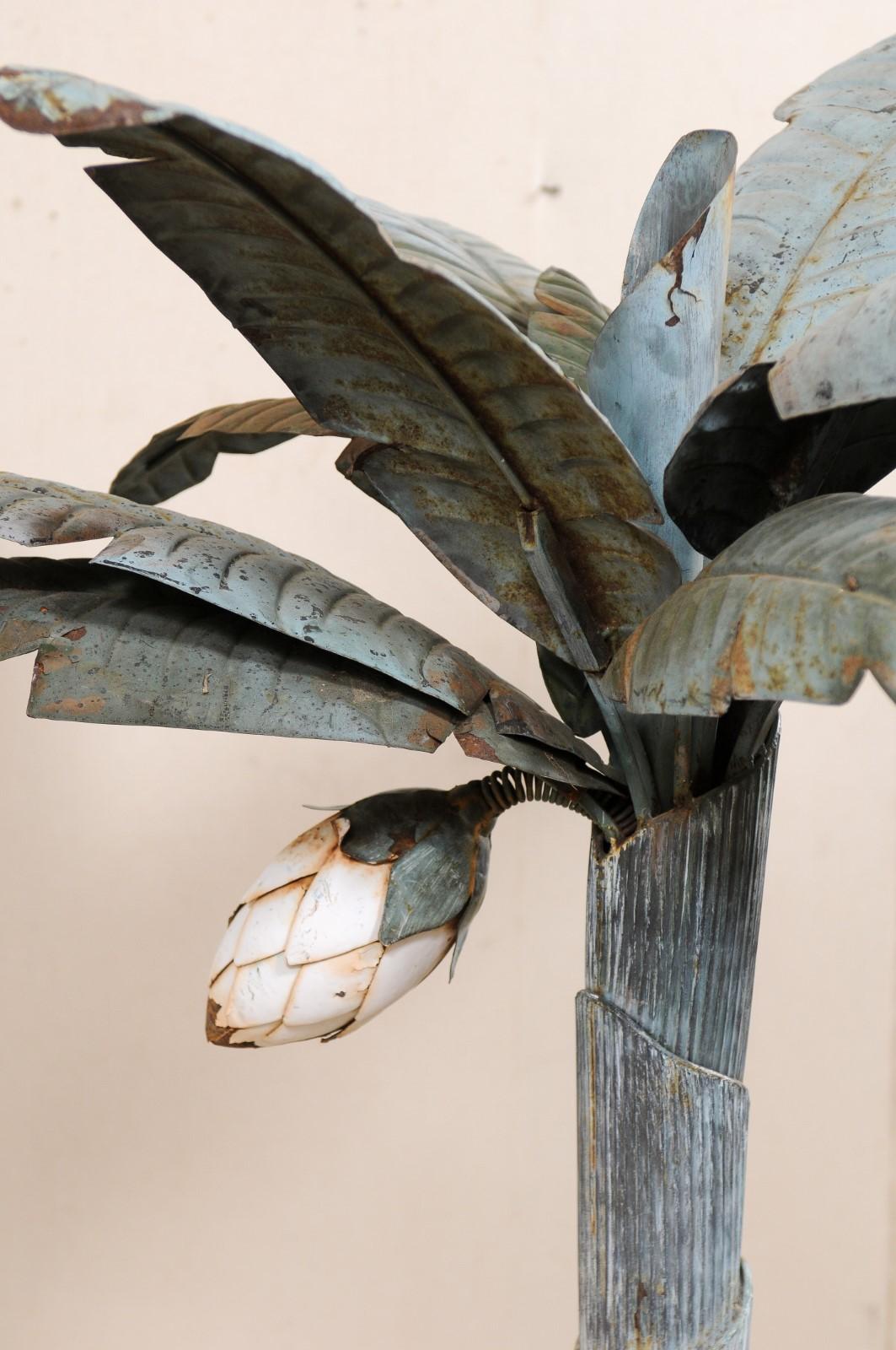 Pair of Midcentury Tropical Painted Metal Palm Tree Sculptures In Good Condition In Atlanta, GA