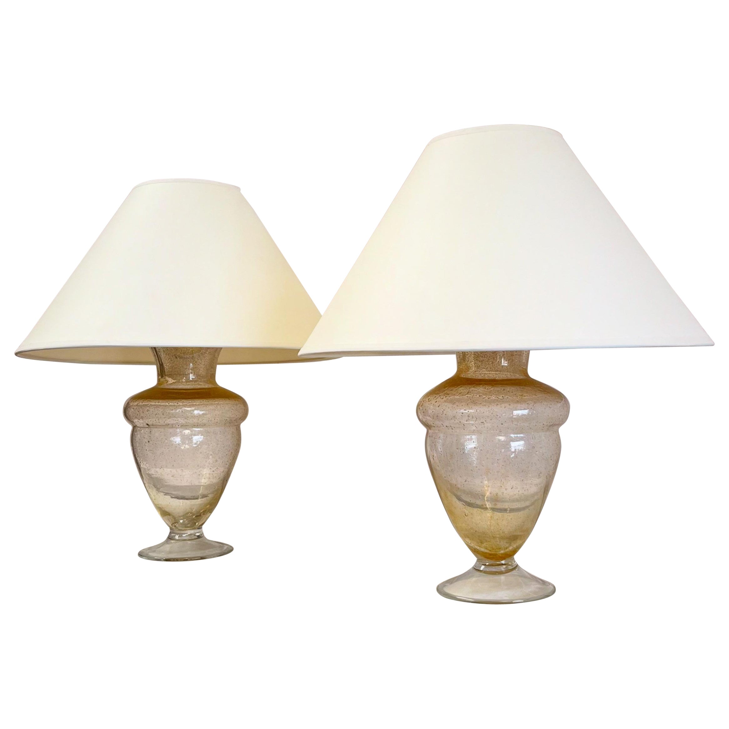 A Pair Mid Twentieth Century Murano Lamps For Sale