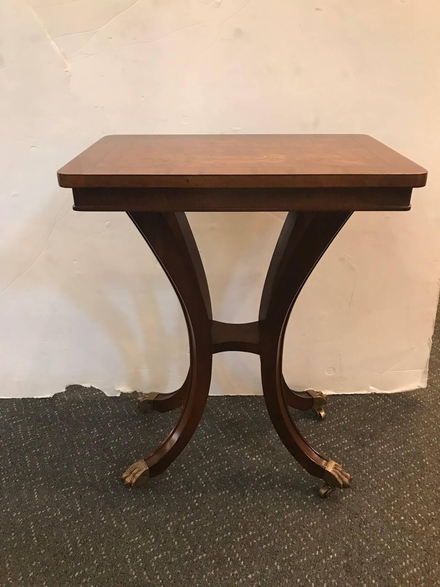 American Pair of Walnut  Neoclassic Regency Style Tables