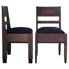 Paire de chaises d'école Haagse Art Déco en chêne par H. Fels pour L.O.V. Oosterbeek 1920