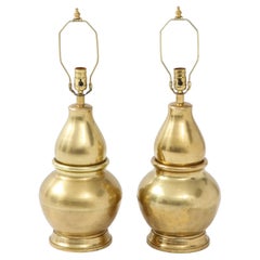 Vintage Pair of Brass Gourd Lamps