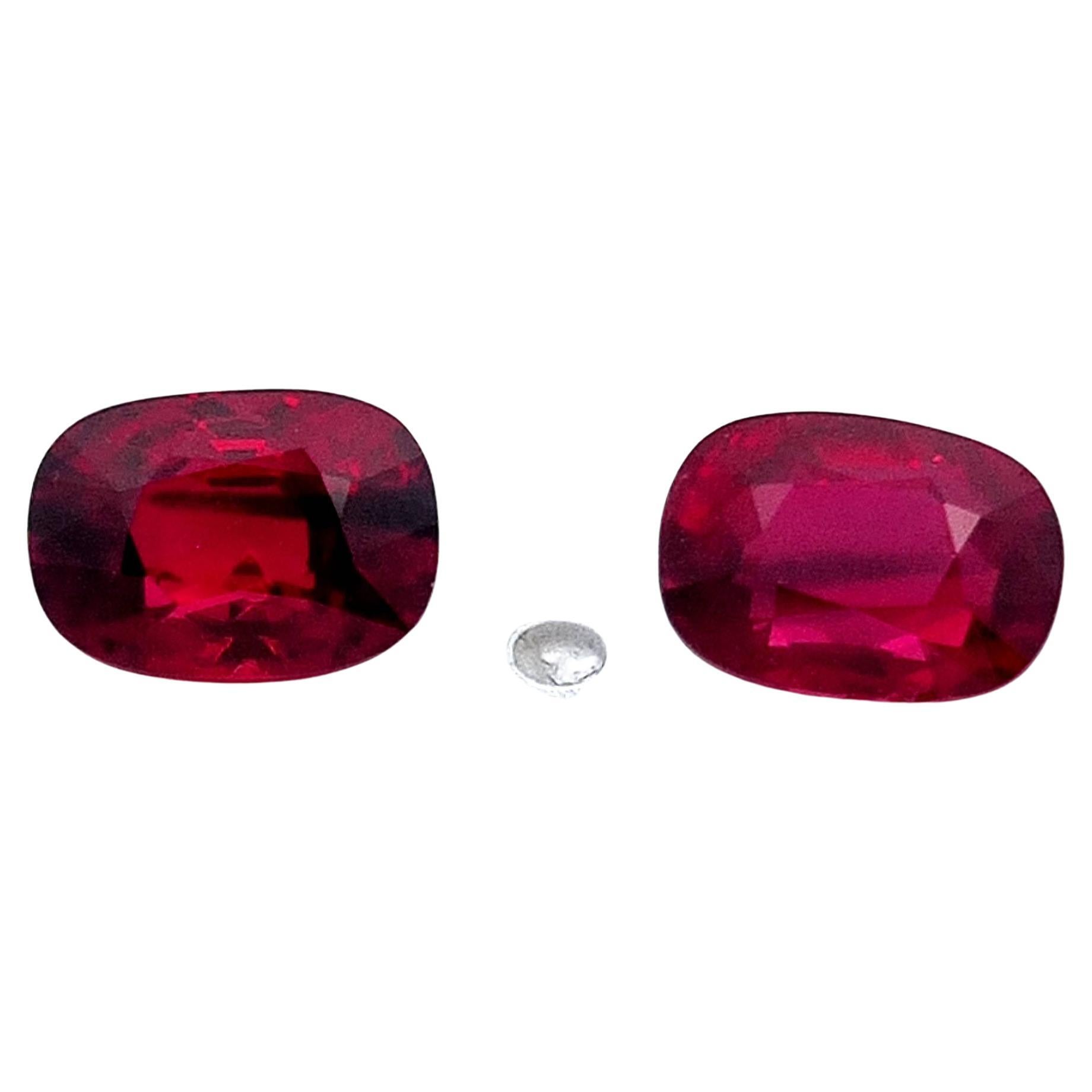 A Pair of 1 Carat Unheated Burmese 'Pigeons Blood' Rubies For Sale