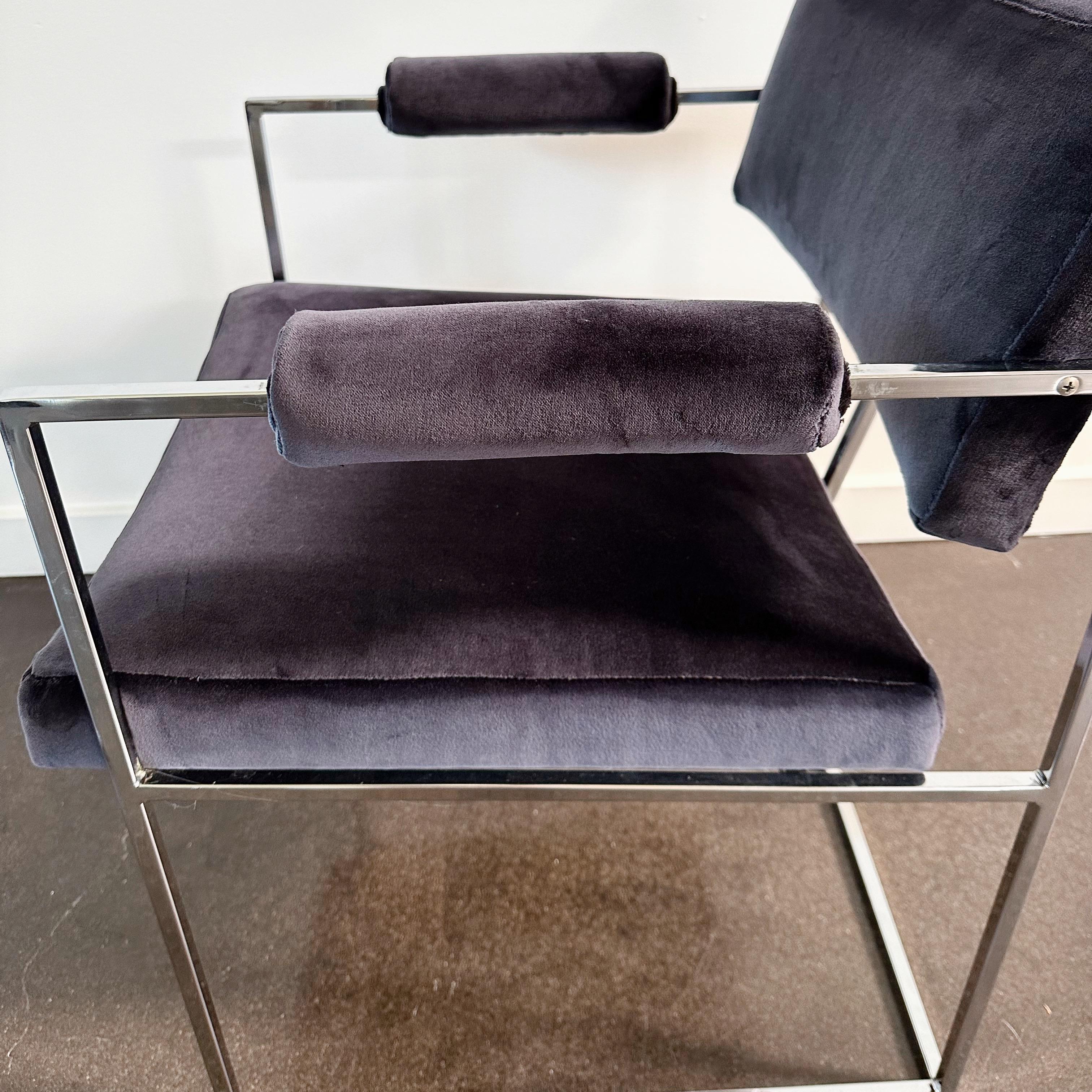 Velours Paire de fauteuils « Tin Line » de Milo Baughman, 1188 en vente