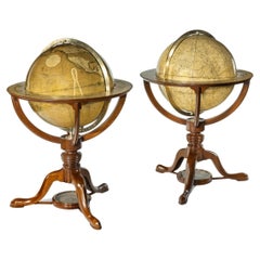 Antique Pair of Table Globes by G & J Cary, Dated 1800 and 1821