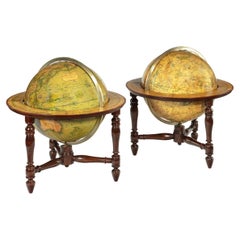 Antique Pair of Table Globes by J & W Newton, Dated 1820