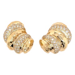 Pair of 14 Karat Yellow Gold and Diamond Earrings Pair of 14 Karat Yellow Gold and Diamond Earrings