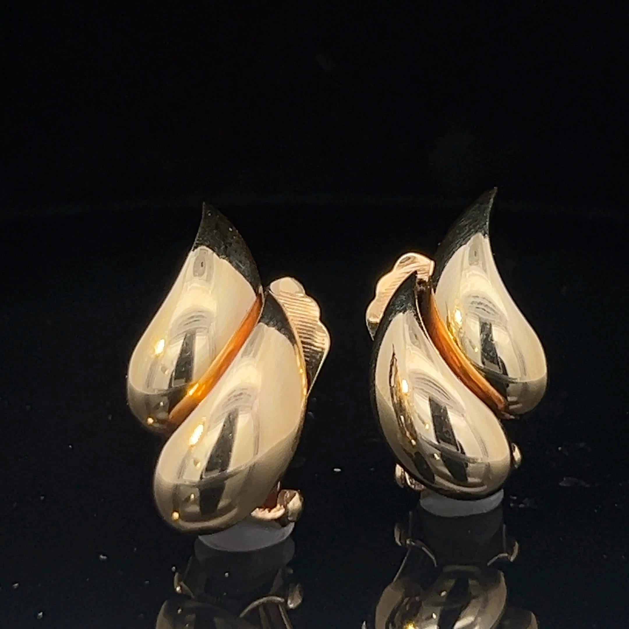 A pair of 14k yellow gold ear clips by Tiffany & Co. 2