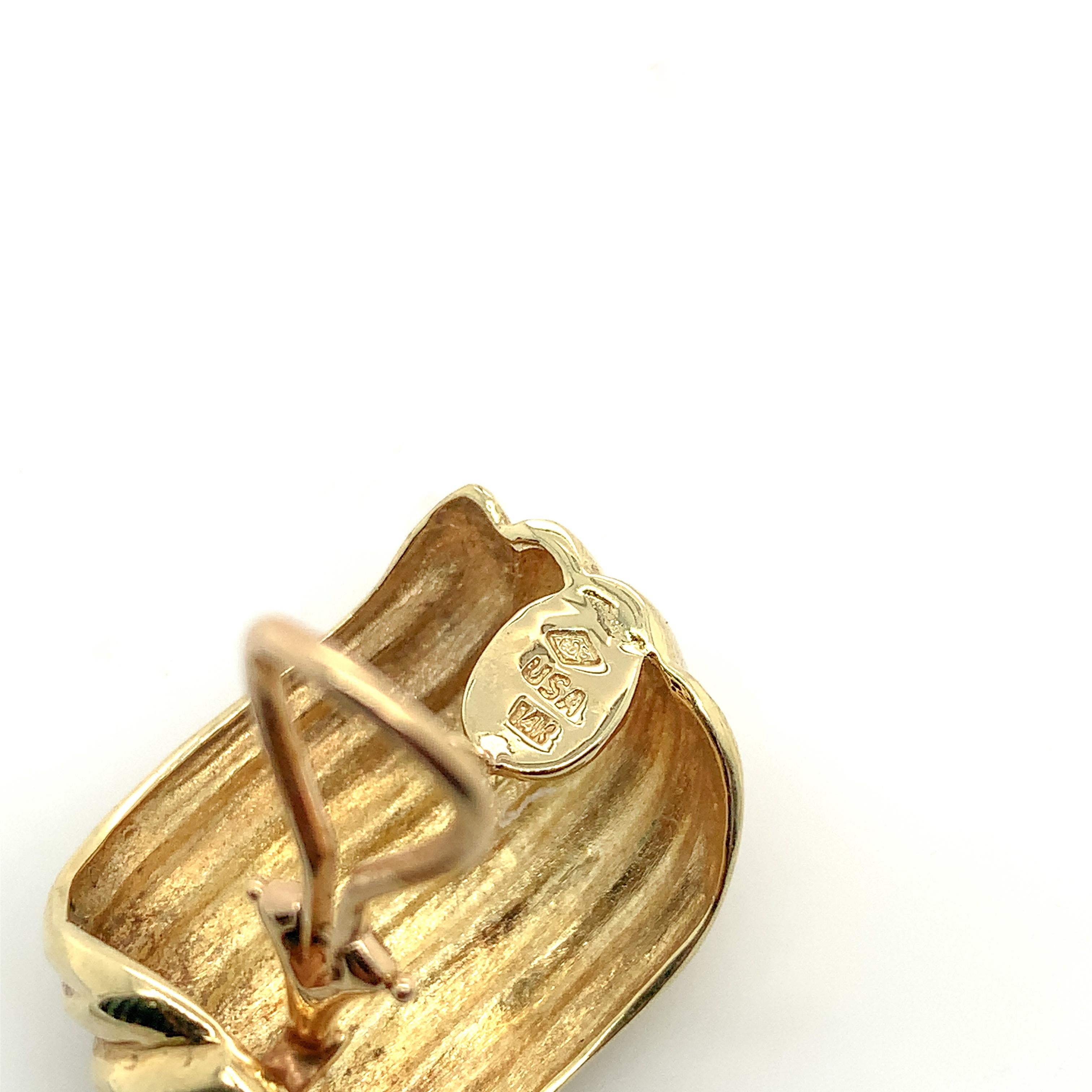 Ein Paar schwere, kühne Ohrringe aus 14 Karat Gelbgold 28.2 g Damen