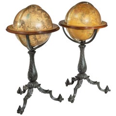 Antique Pair of Floor Standing Globes by Gilman Joslin