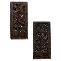 A Pair of 16th Century Medieval Hand Carved Oak Panels
