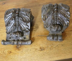 A Pair of 17th Century Oak Wall Brackets  These are good pieces of carved oak