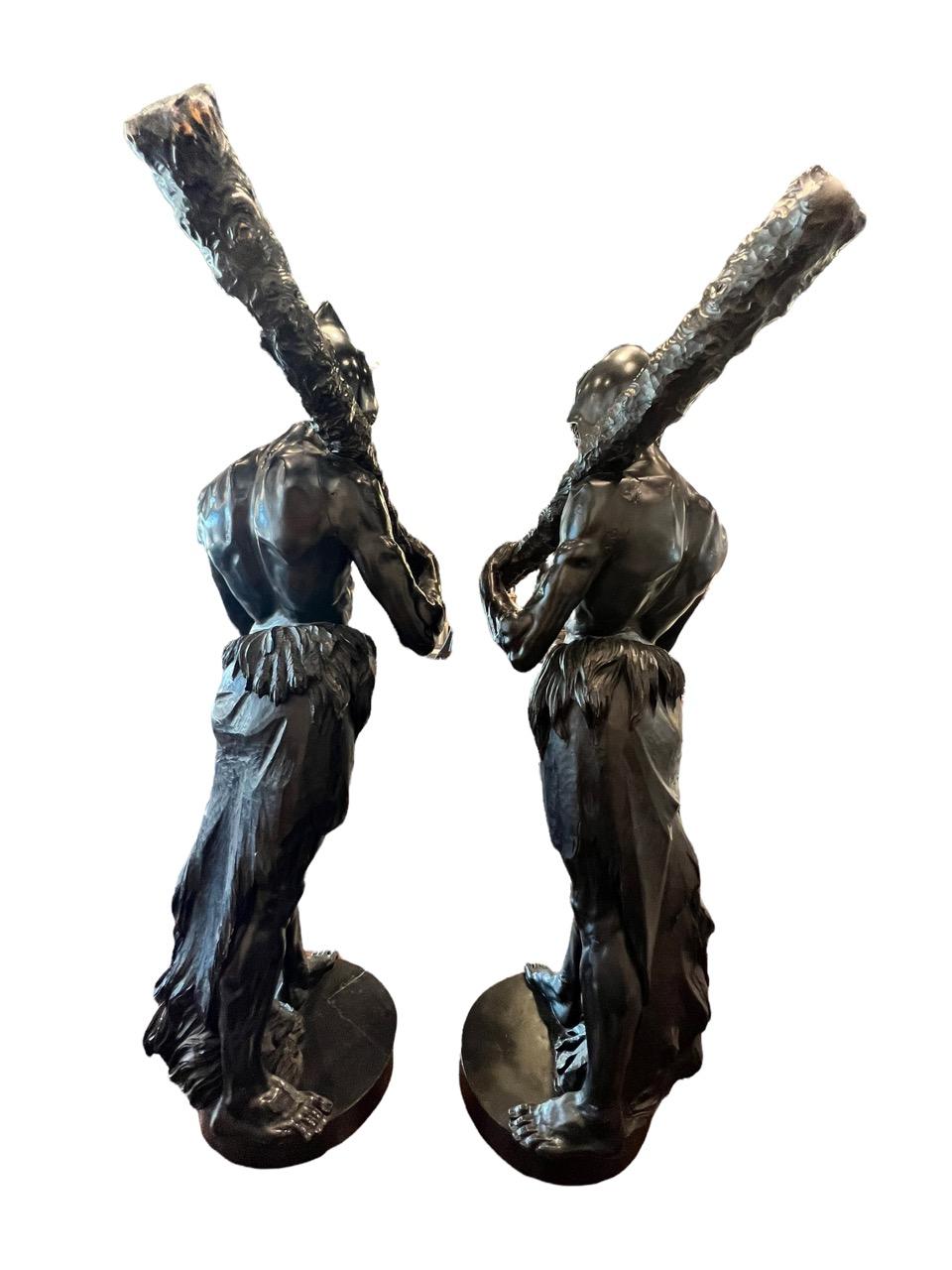 Pair of 17th Century Spanish Tall Ebonized Hand-Carved Wood Sculptures For Sale 15