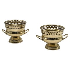 Vintage A Pair of 18/1900s French Campana Style Brass Urn Pots, Patina