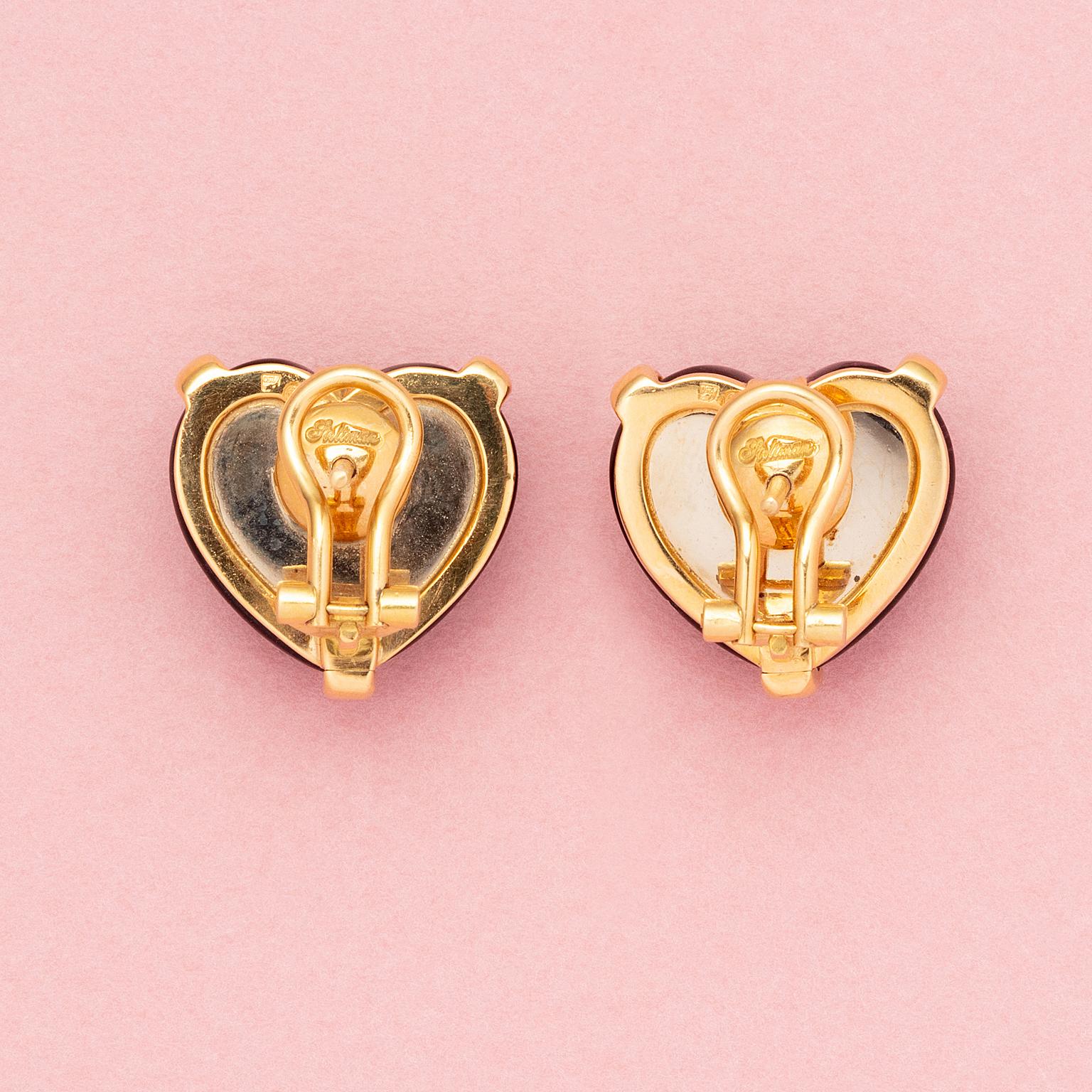 pink tourmaline heart earrings