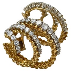 Vintage A Pair of 18 Carat Gold Triple Hoop Earrings