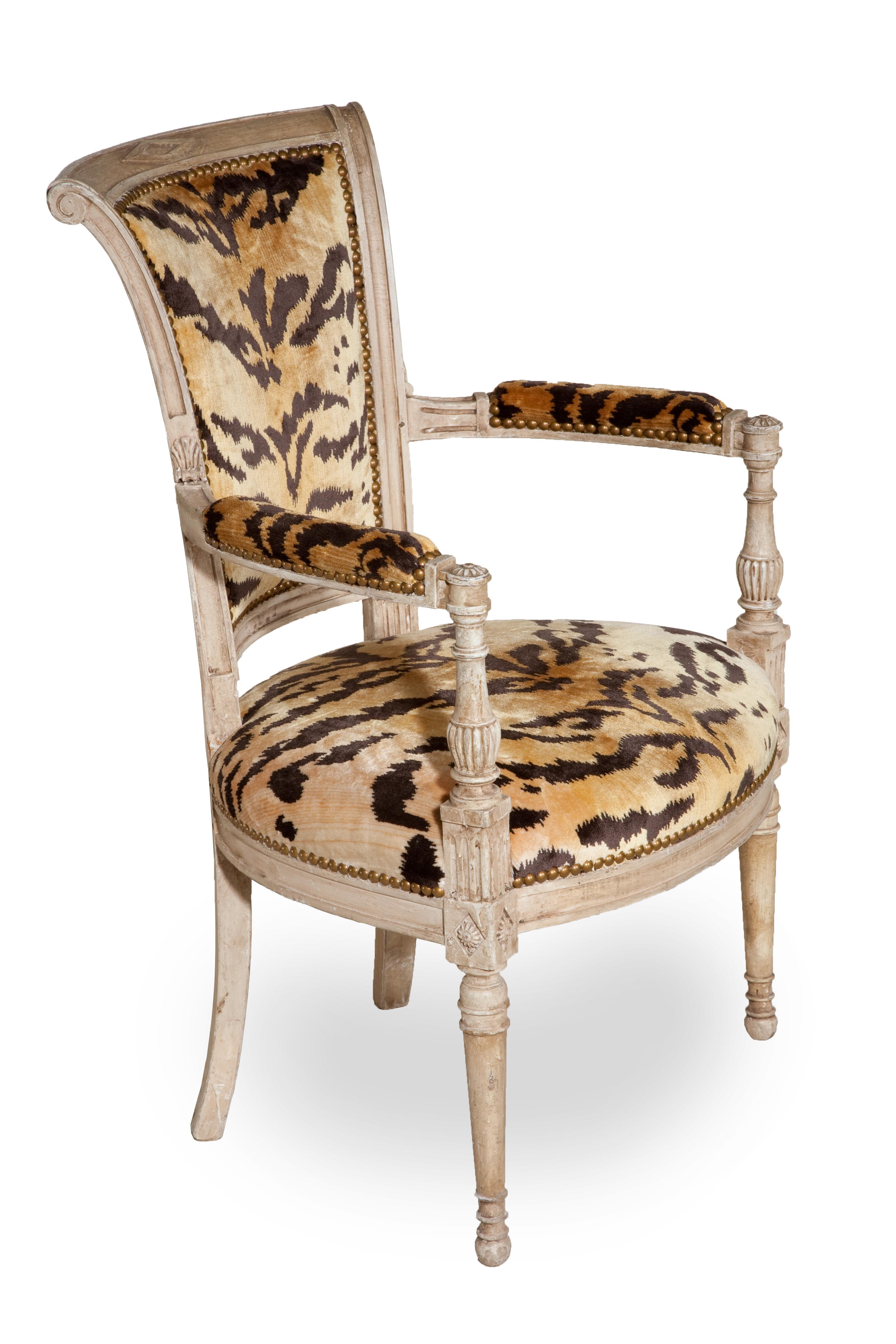 French Pair of 18th Century Louis XVI Painted Armchairs