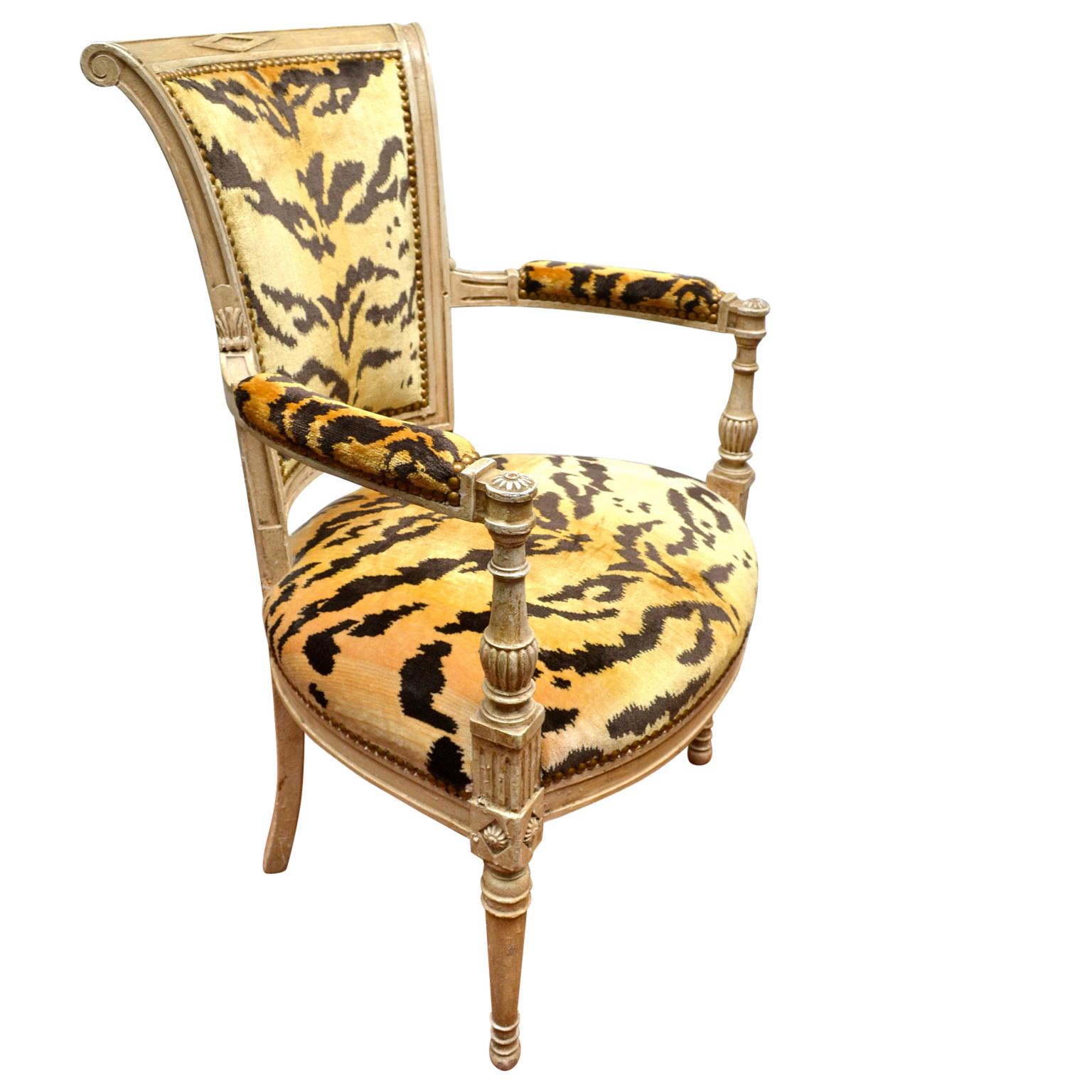 Hand-Painted Pair of 18th Century Louis XVI Painted Armchairs
