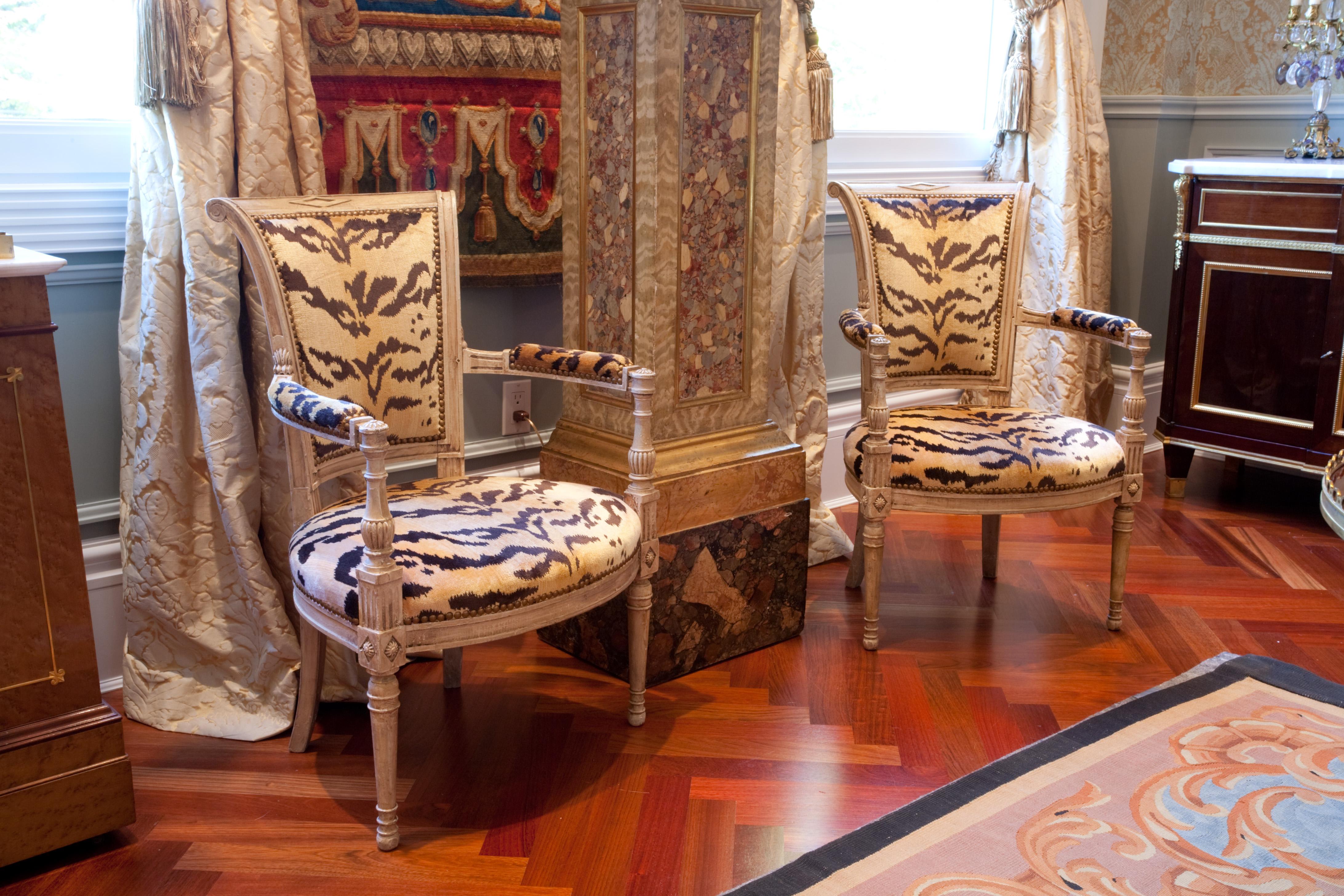 Pair of 18th Century Louis XVI Painted Armchairs 2