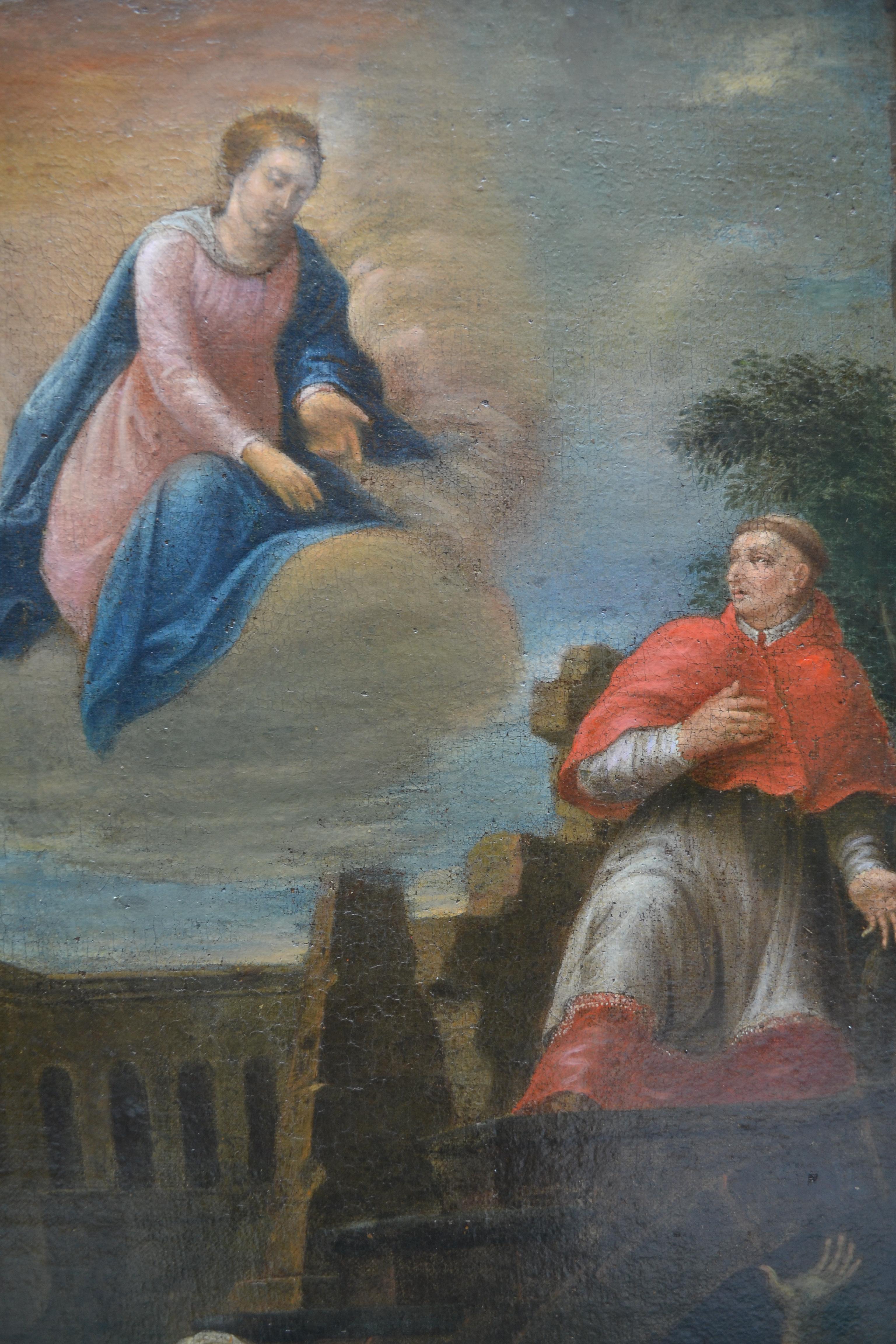 Pair of 18 Century Paintings of St Francis Xavier and St Carlo Borromeo For Sale 1