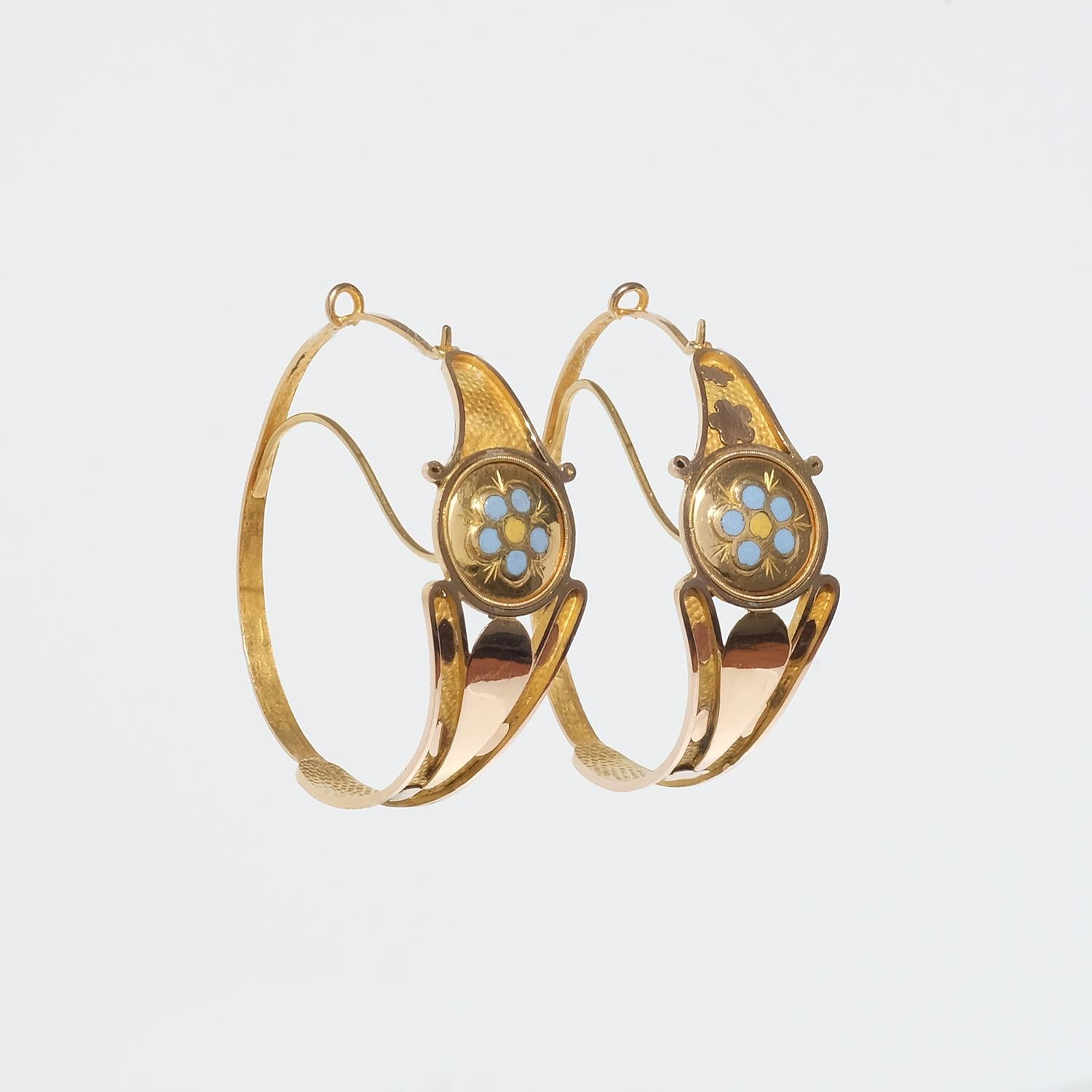 Pair of 18 K Gold Earrings Made Year 1820 1