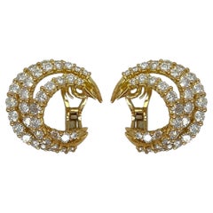 Pair of 18 Karat Yellow Gold and Diamond Earrings
