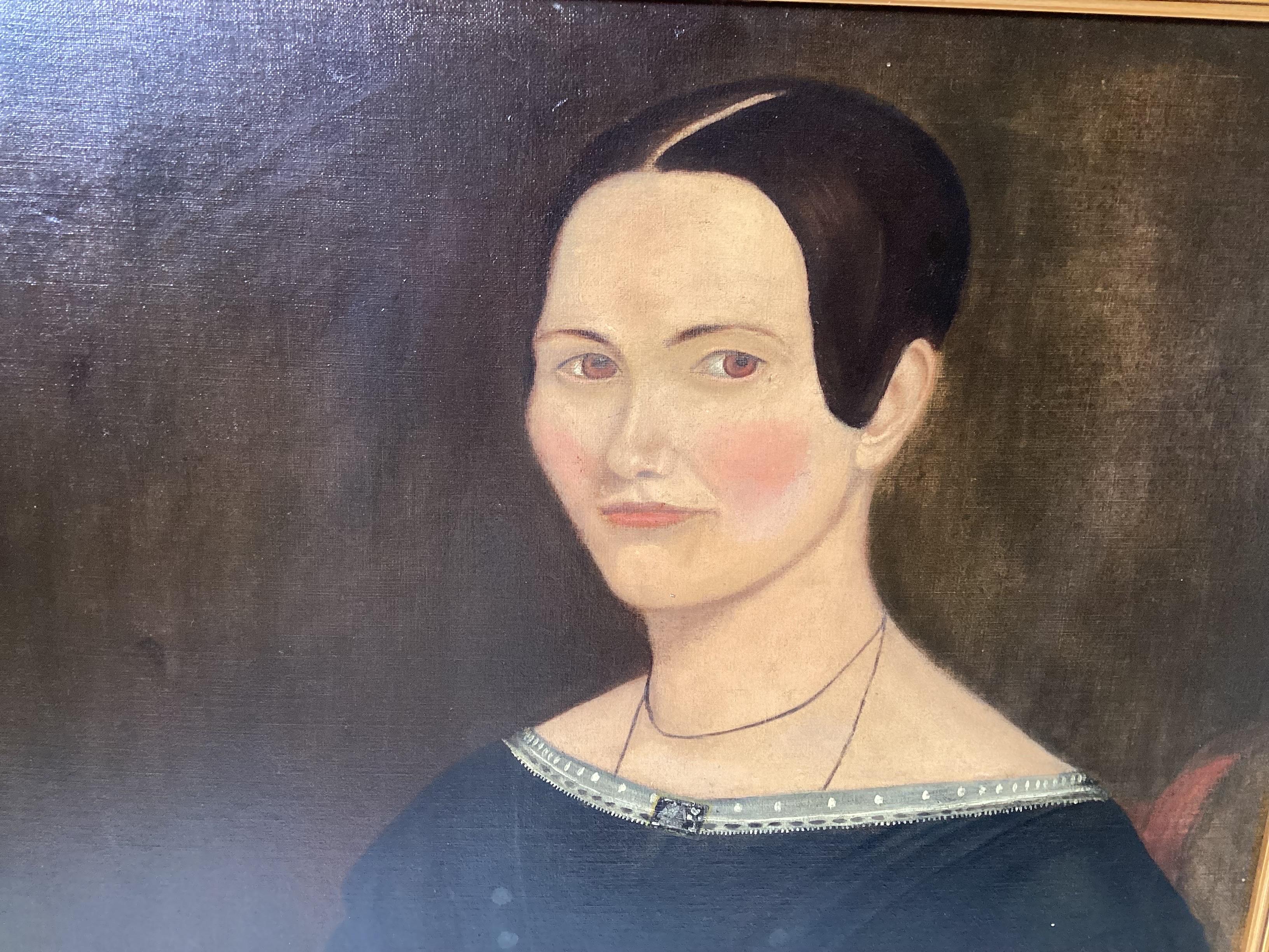 A Pair of 1820's Americana Oil Painted Portraits For Sale 1