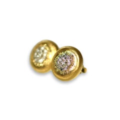 Pair of 18 Karat Gold and Diamond Stud Earrings