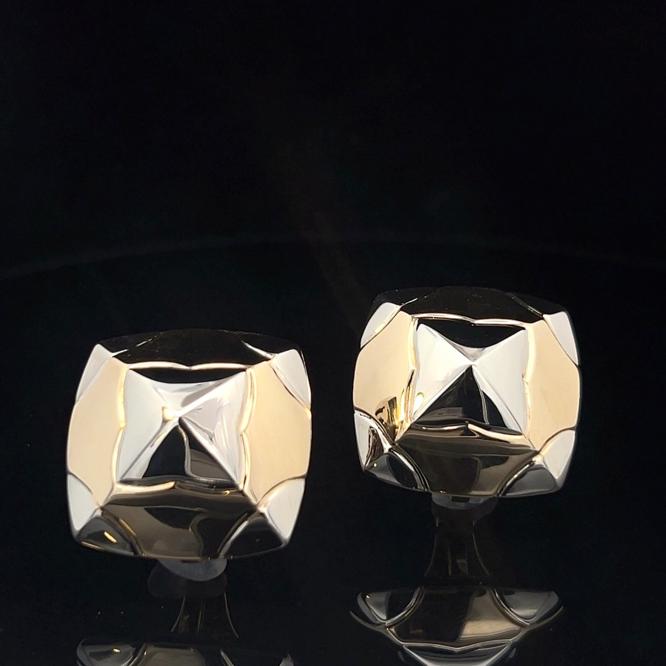 A pair of 18k white and yellow gold 