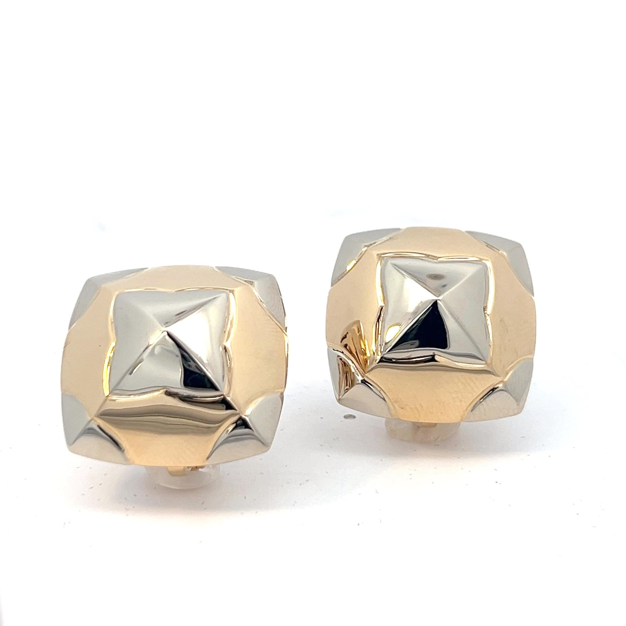 A pair of 18k white and yellow gold 