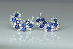 Pair of 18 Karat White Gold Sapphire and Diamond Earrings