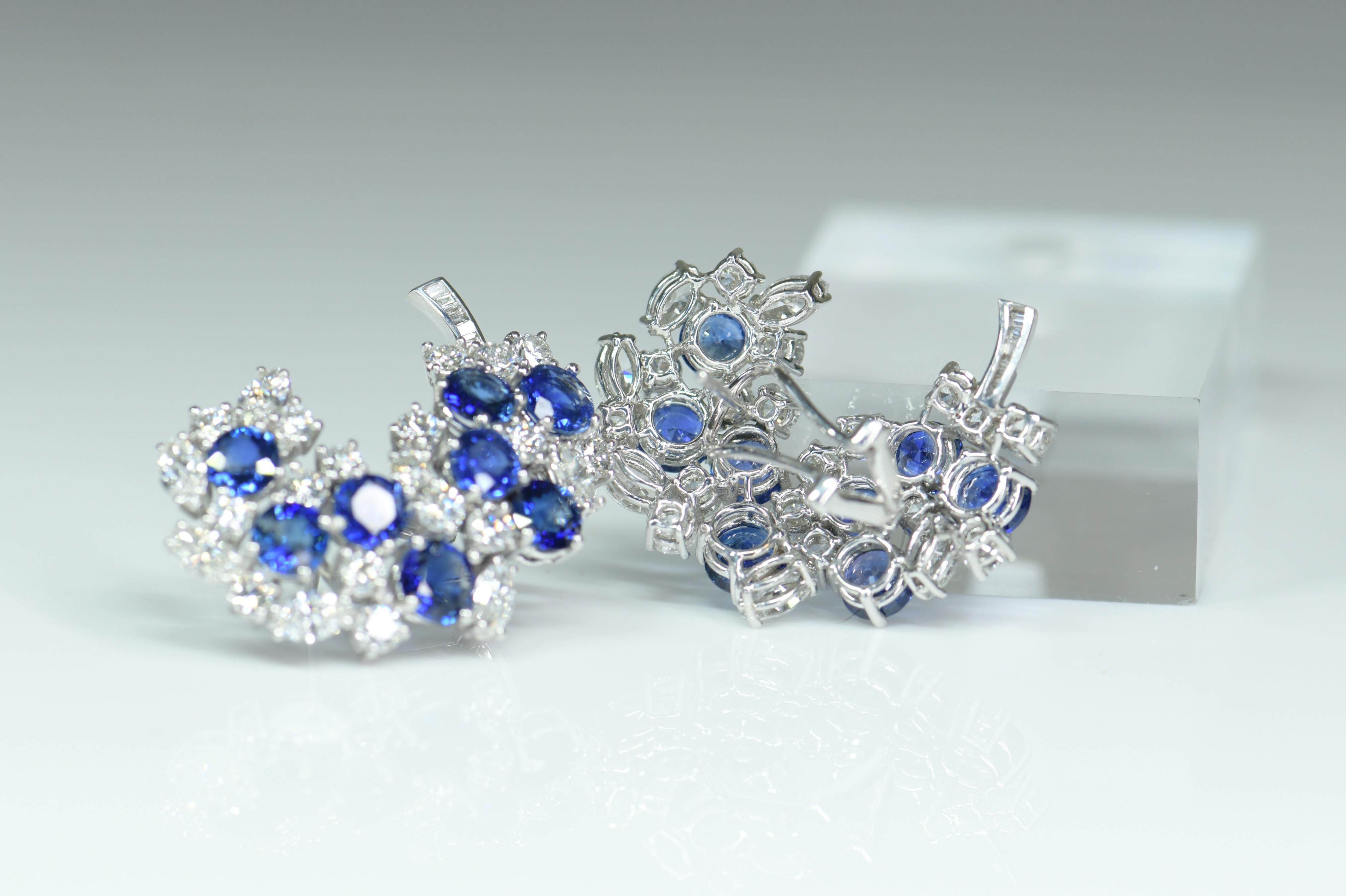 Pair of 18 Karat White Gold Sapphire and Diamond Earrings In Excellent Condition For Sale In Banbury, GB