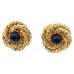 A pair of 18k yellow gold and Lapis Lazuli earrings by Weingrill.