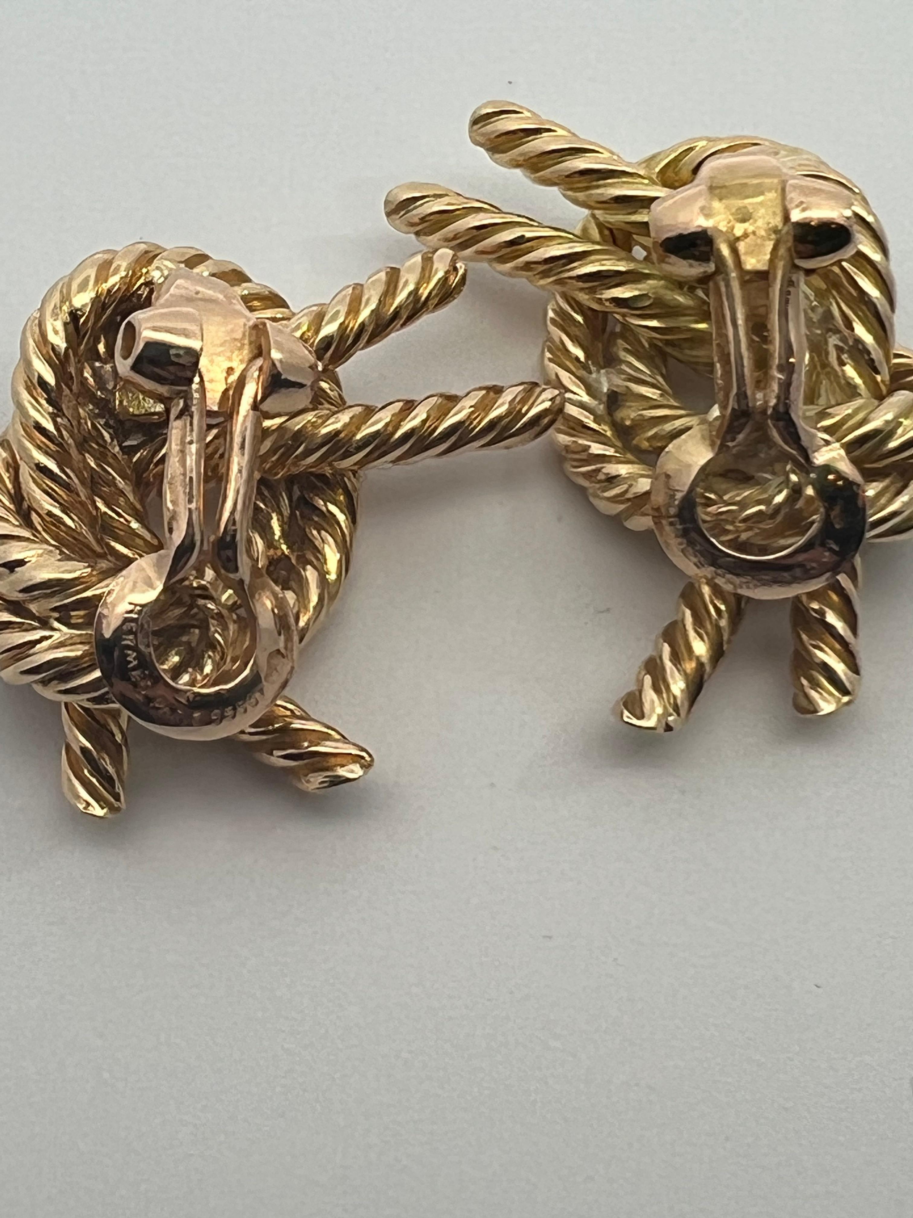 A pair of 18k yellow gold knot ear clips by Georges L'enfant for Hermès 1