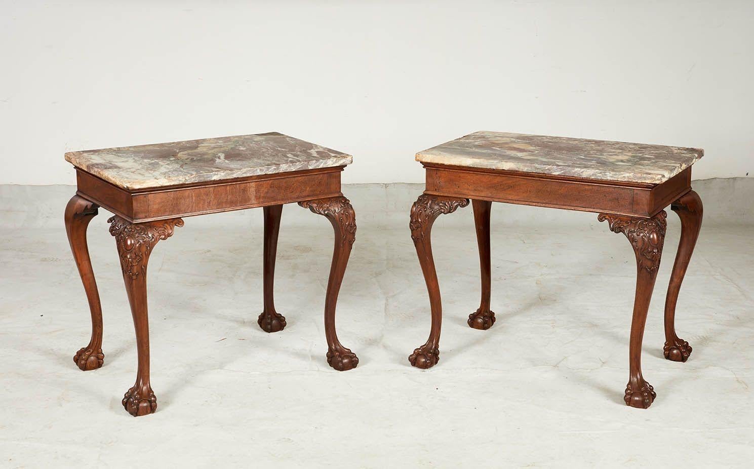 A Pair of 18th c. George II Marble Top Consoles For Sale 1