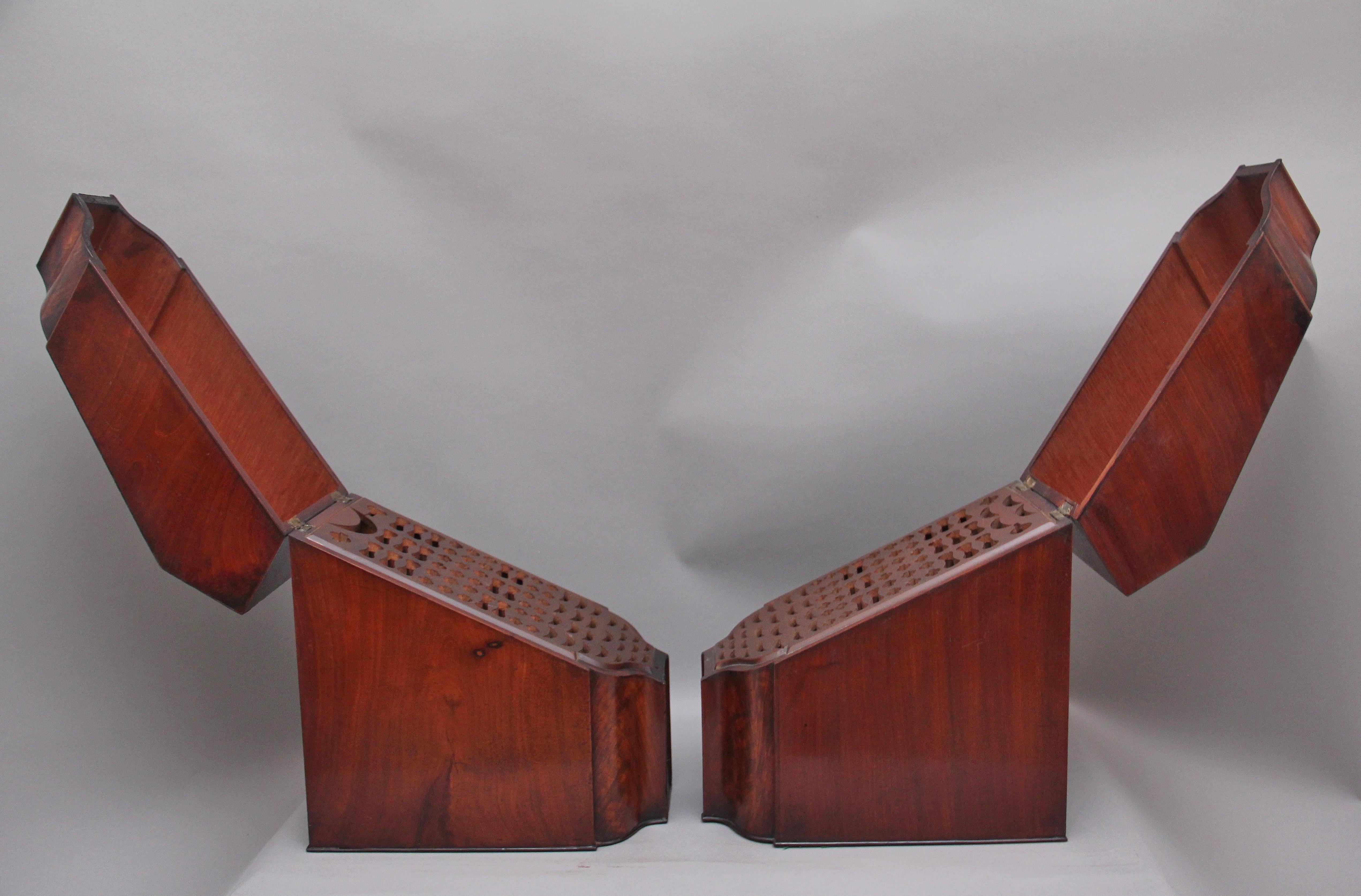 Late 18th Century Pair of 18th Century Antique Mahogany Knife Boxes