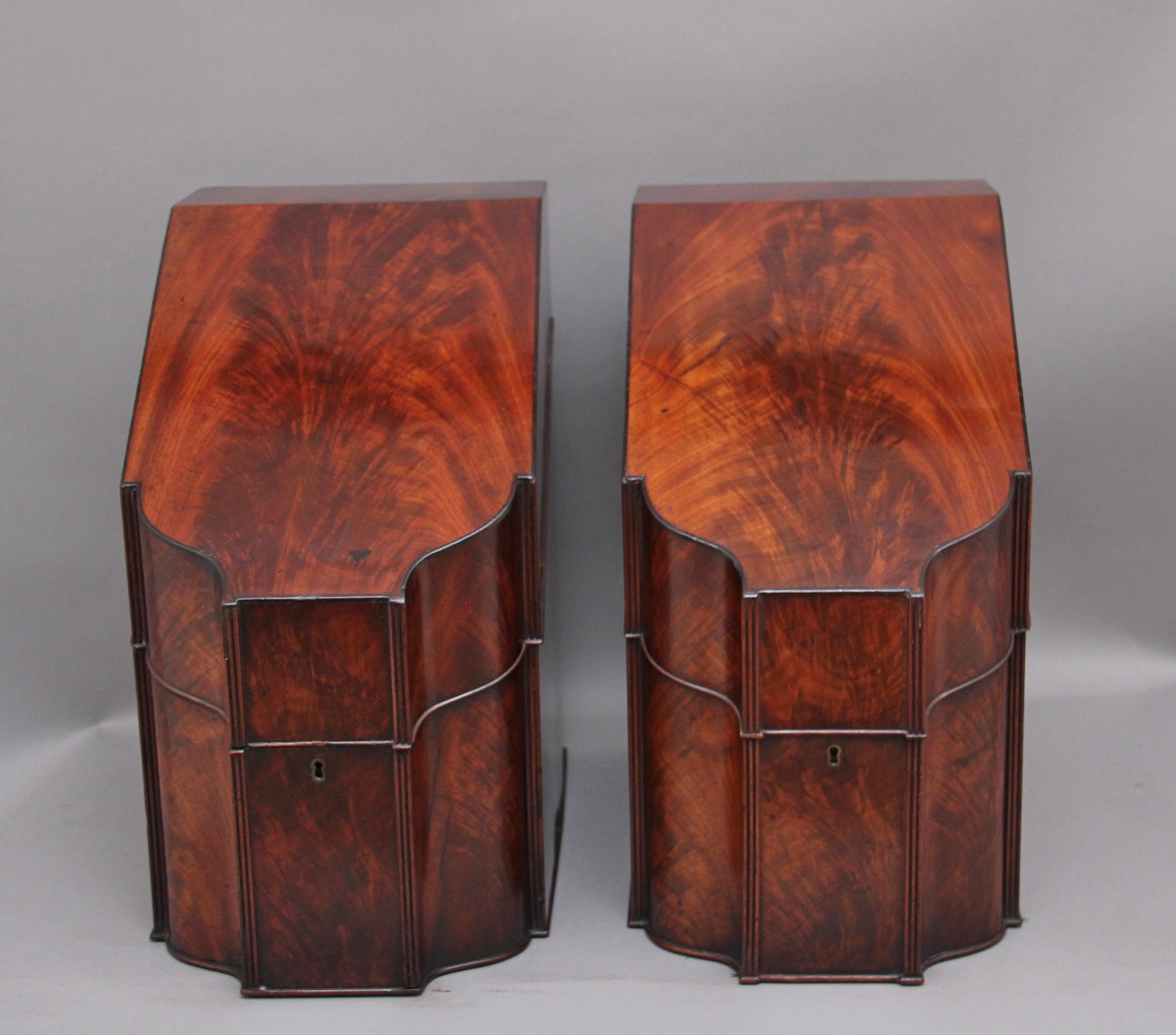 Pair of 18th Century Antique Mahogany Knife Boxes 1