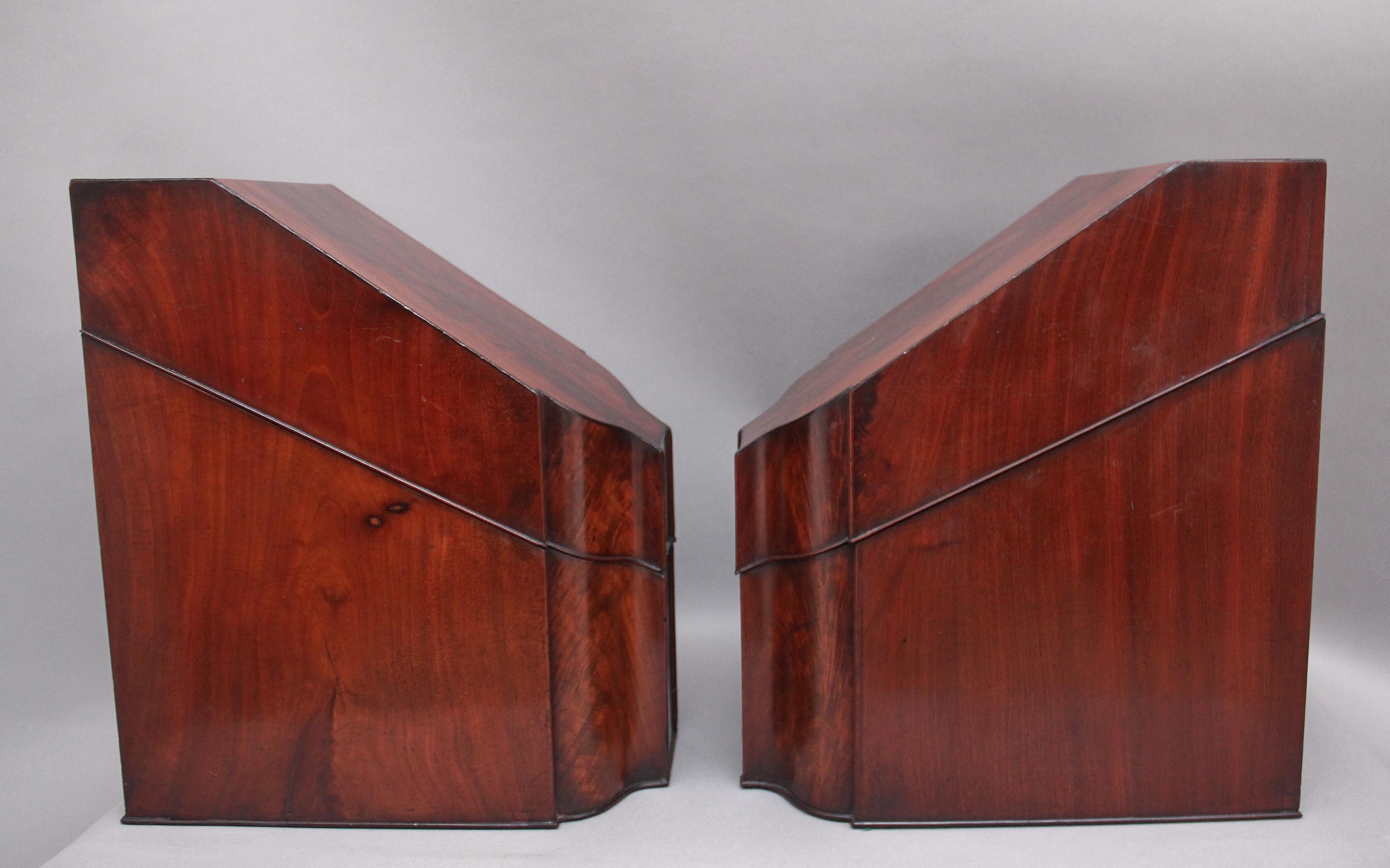 Pair of 18th Century Antique Mahogany Knife Boxes 2