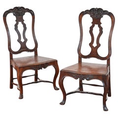 A pair of 18th century Antique Portuguese tall-back rosewood side chairs