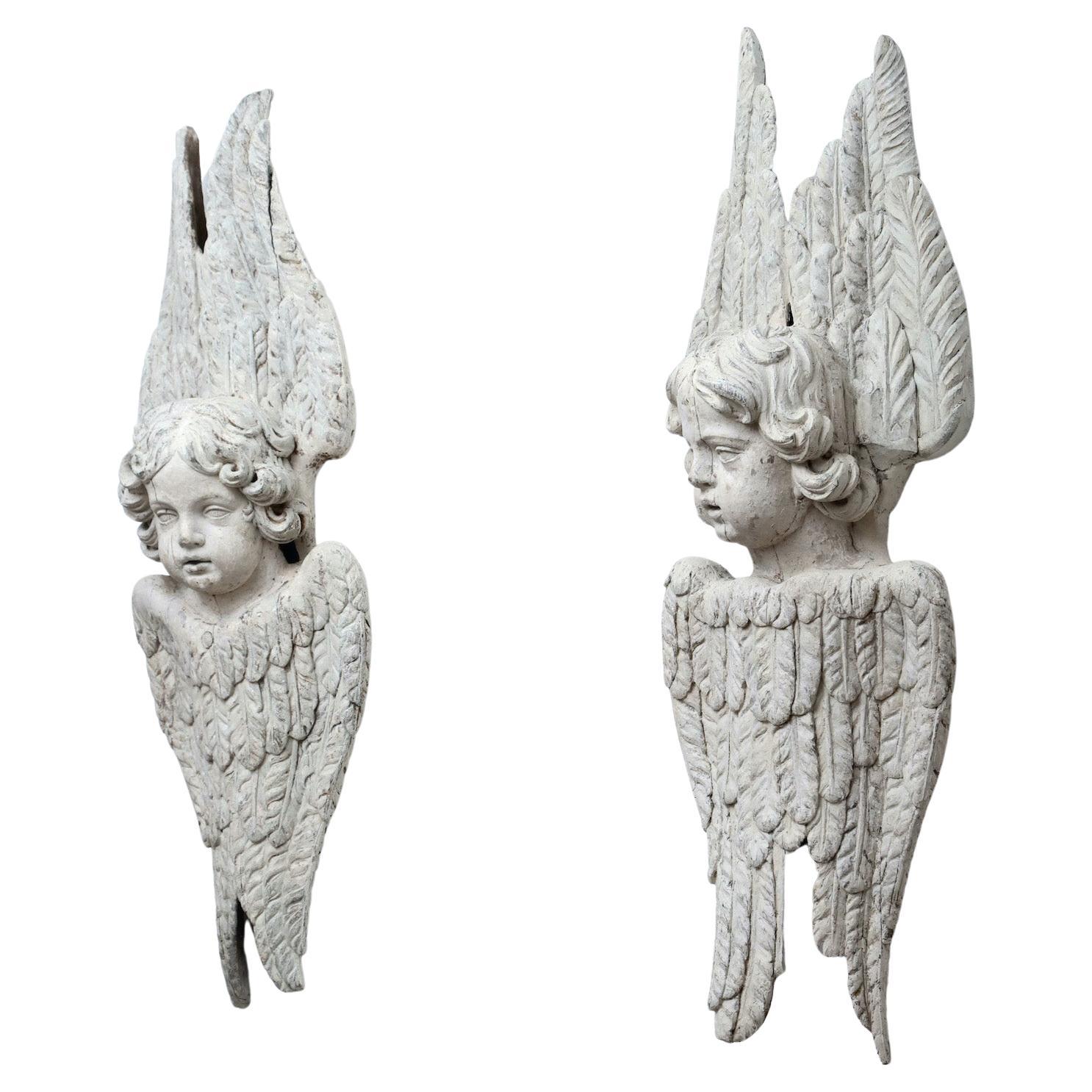 Pair of 18th Century Baroque Carved Angels