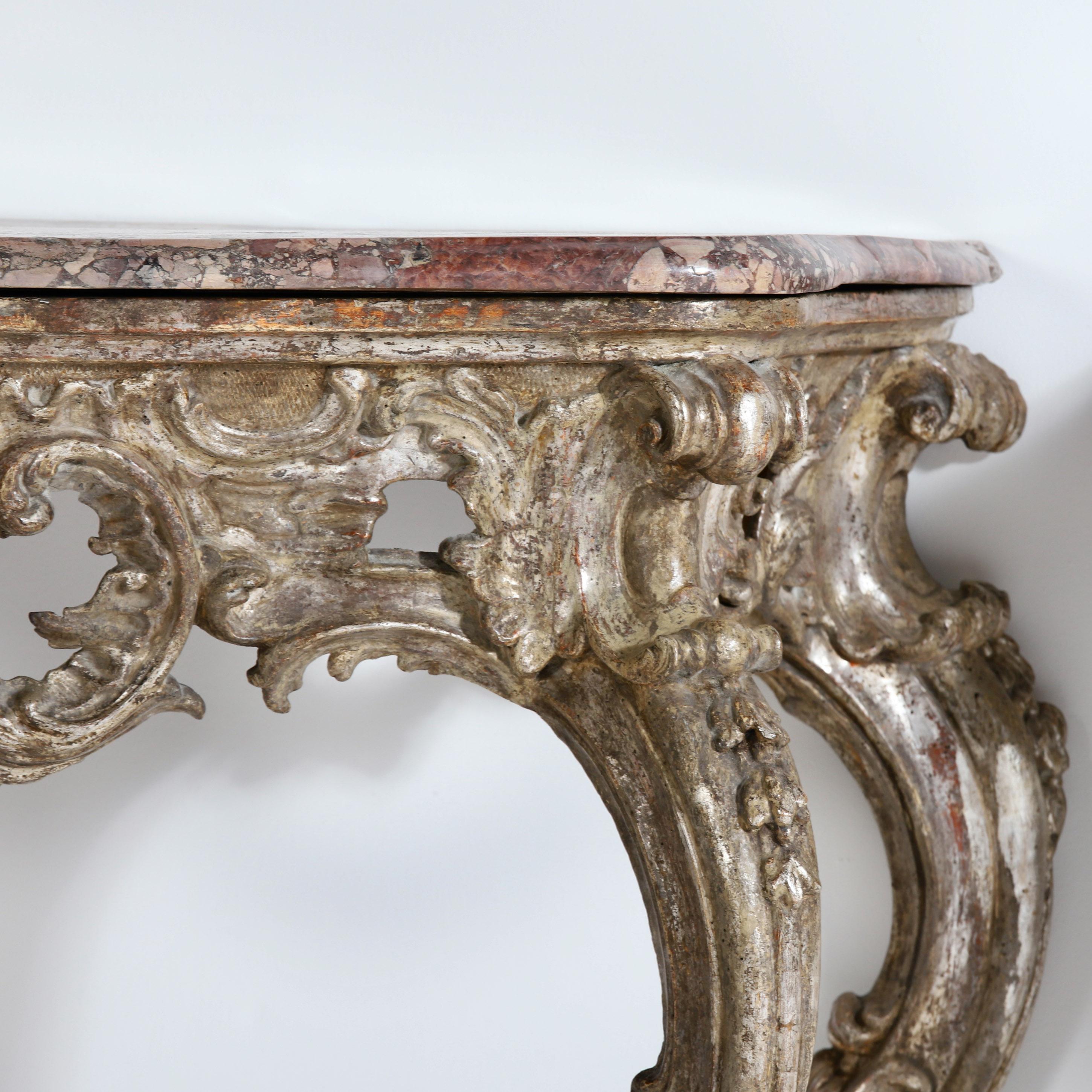 Pair of 18th Century Baroque Silver Console Tables 4