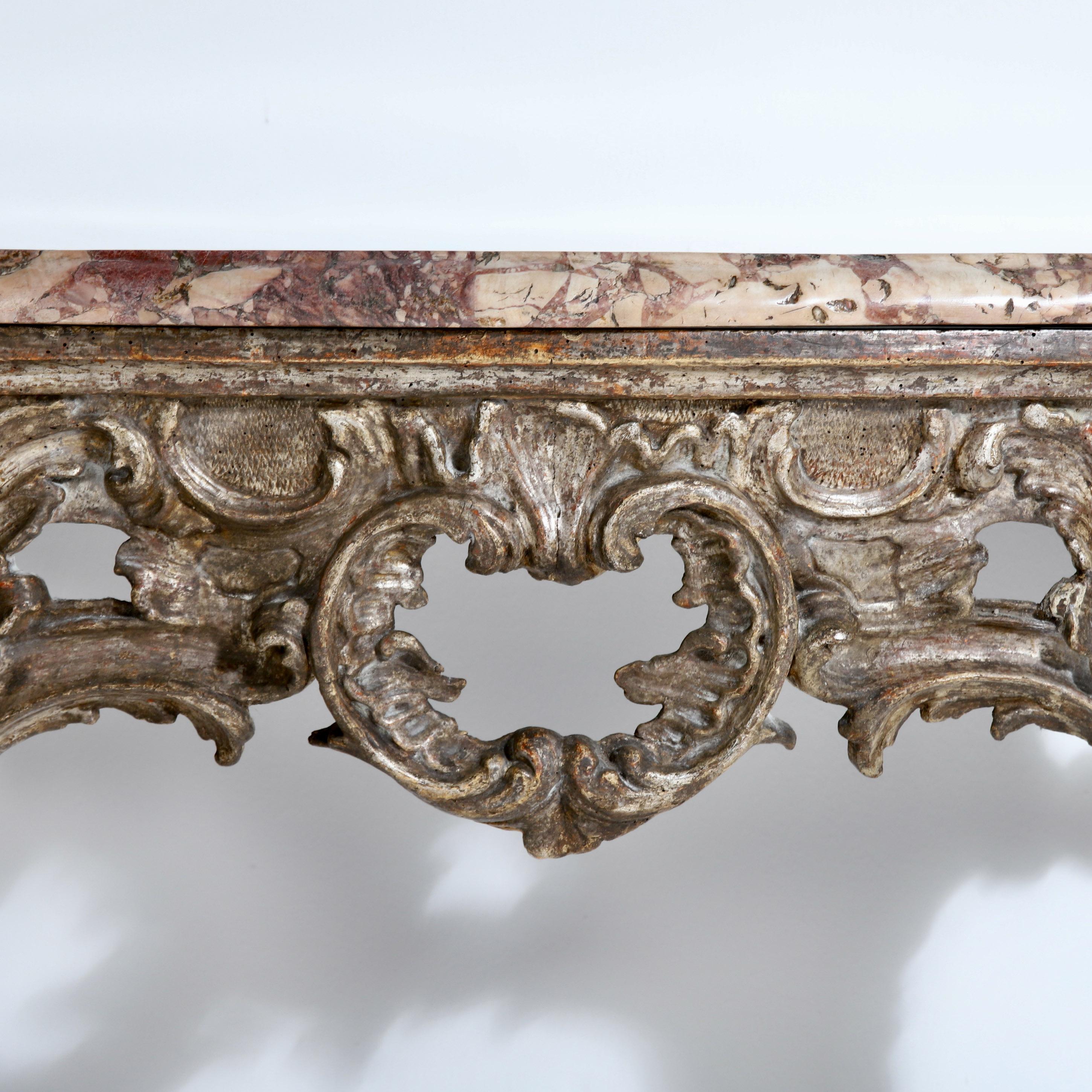 Pair of 18th Century Baroque Silver Console Tables 5