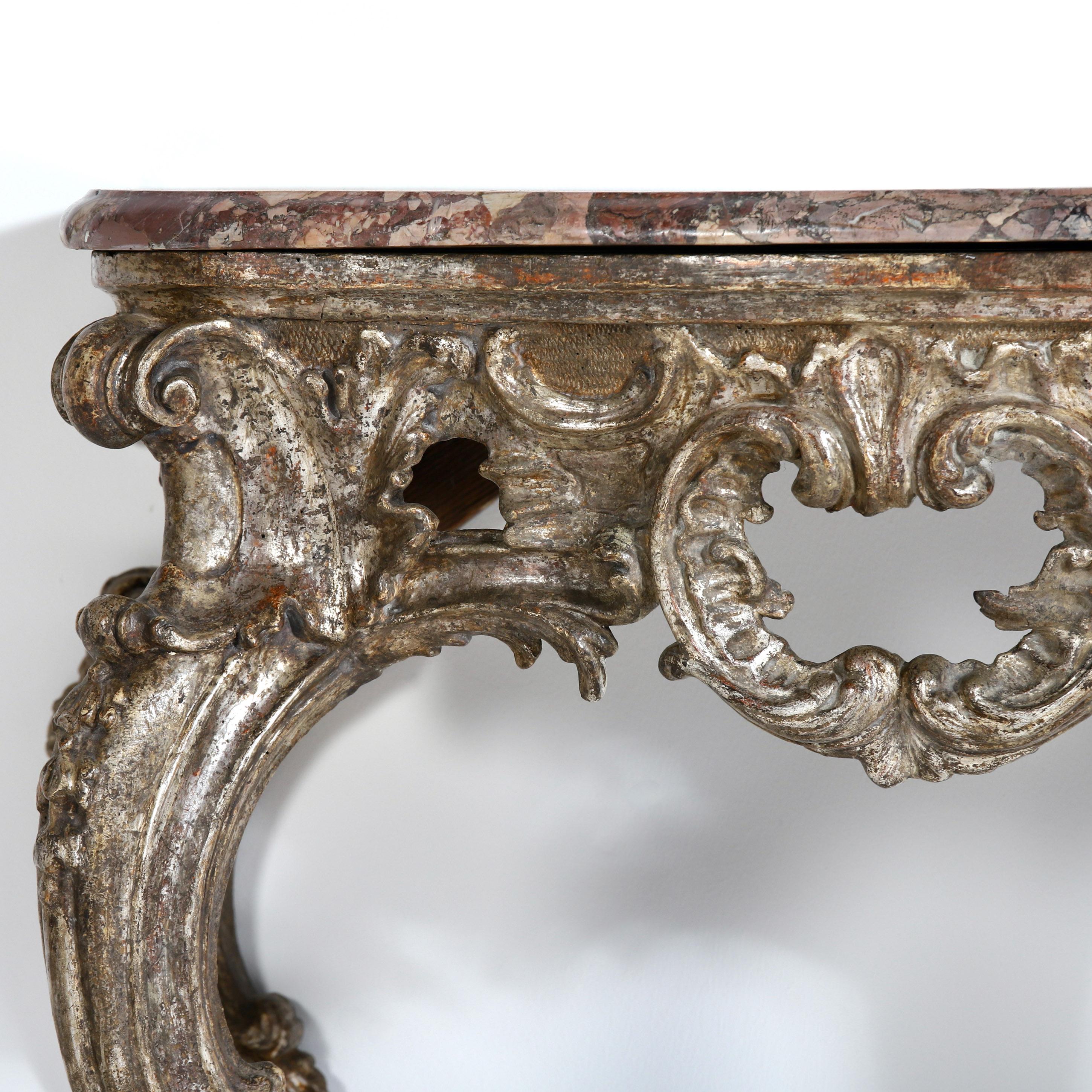 Pair of 18th Century Baroque Silver Console Tables 6