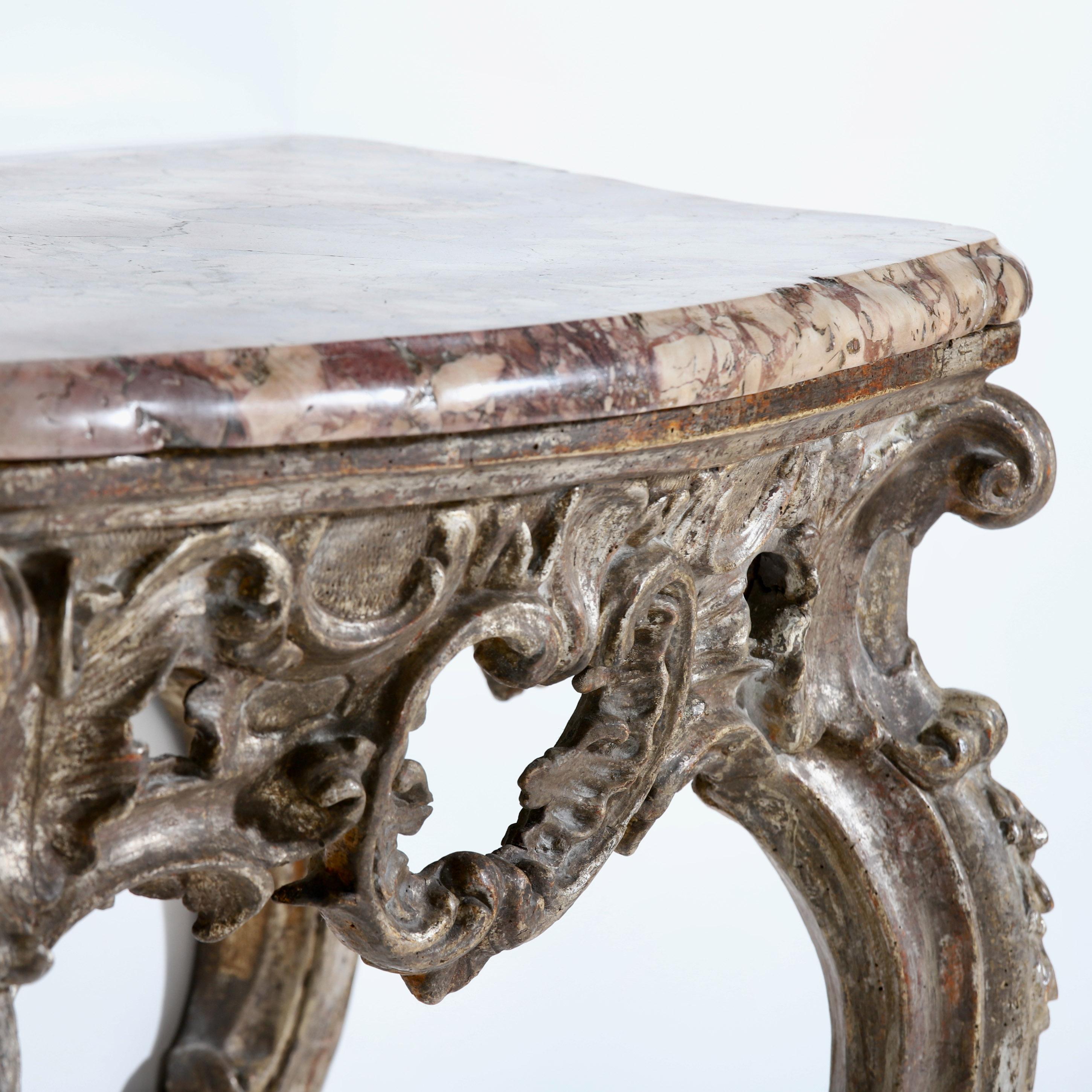 Pair of 18th Century Baroque Silver Console Tables 1