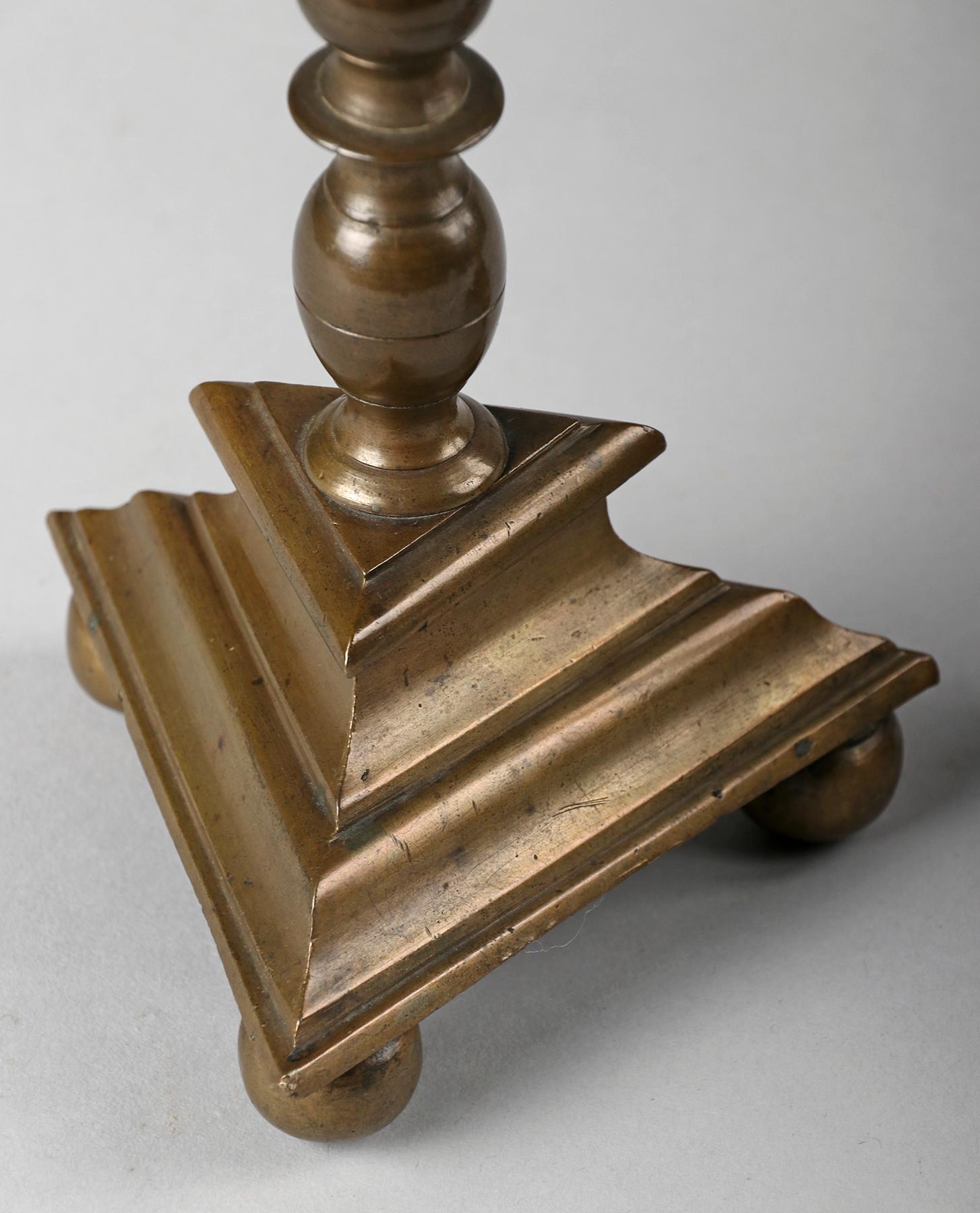 Pair of 18th Century Brass Antique Candlesticks 3